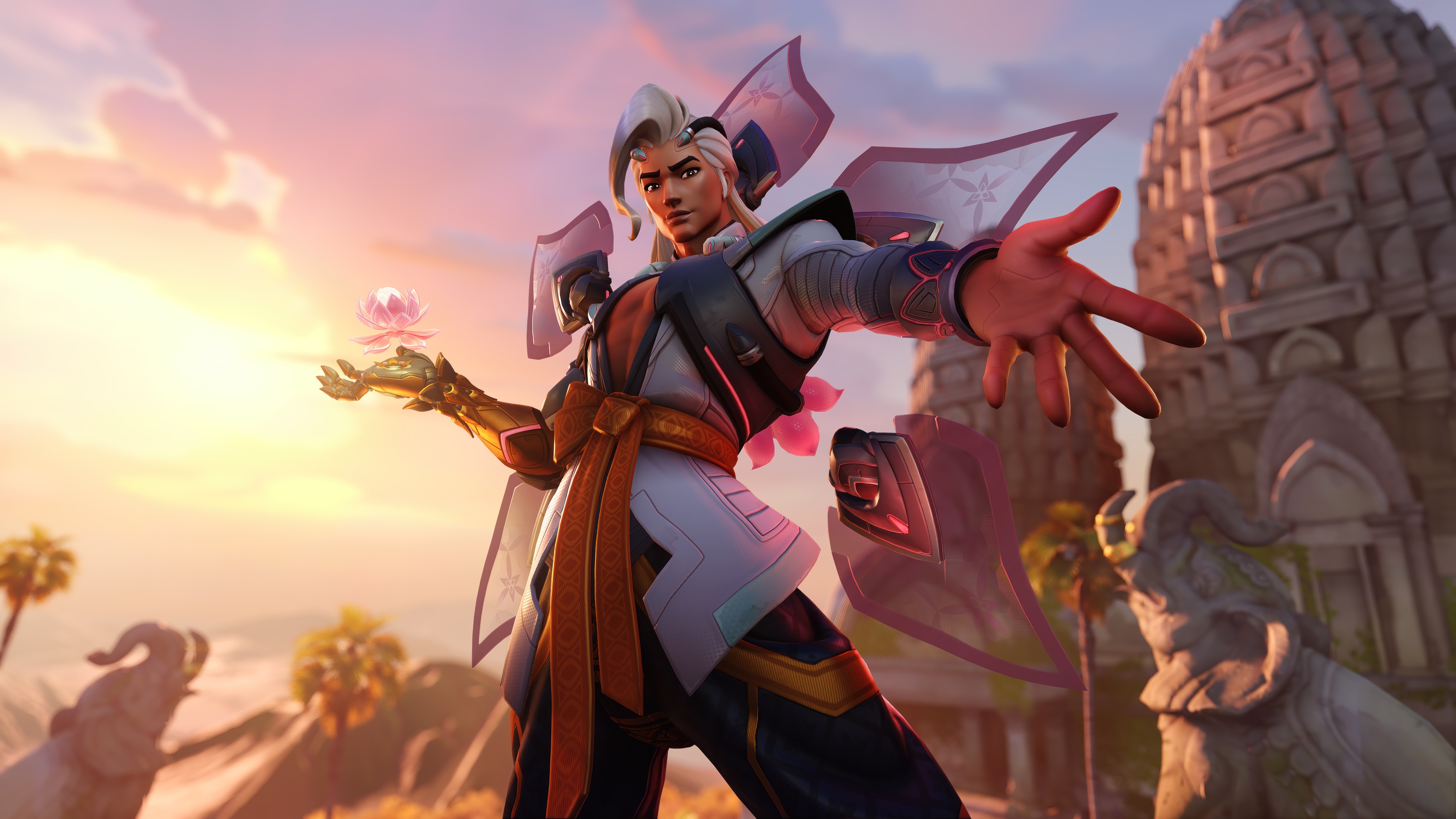 Lifeweaver from Overwatch 2 holding a lotus flower HD Wallpaper
