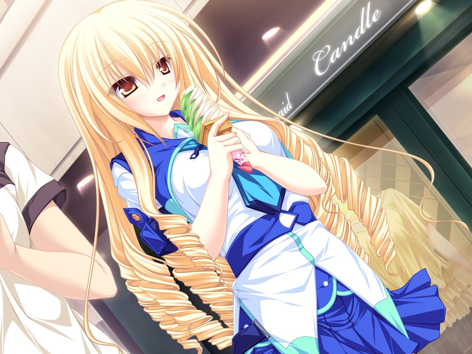 Mikagami Mamizu and Koshimizu Rin eating ice cream HD Wallpaper