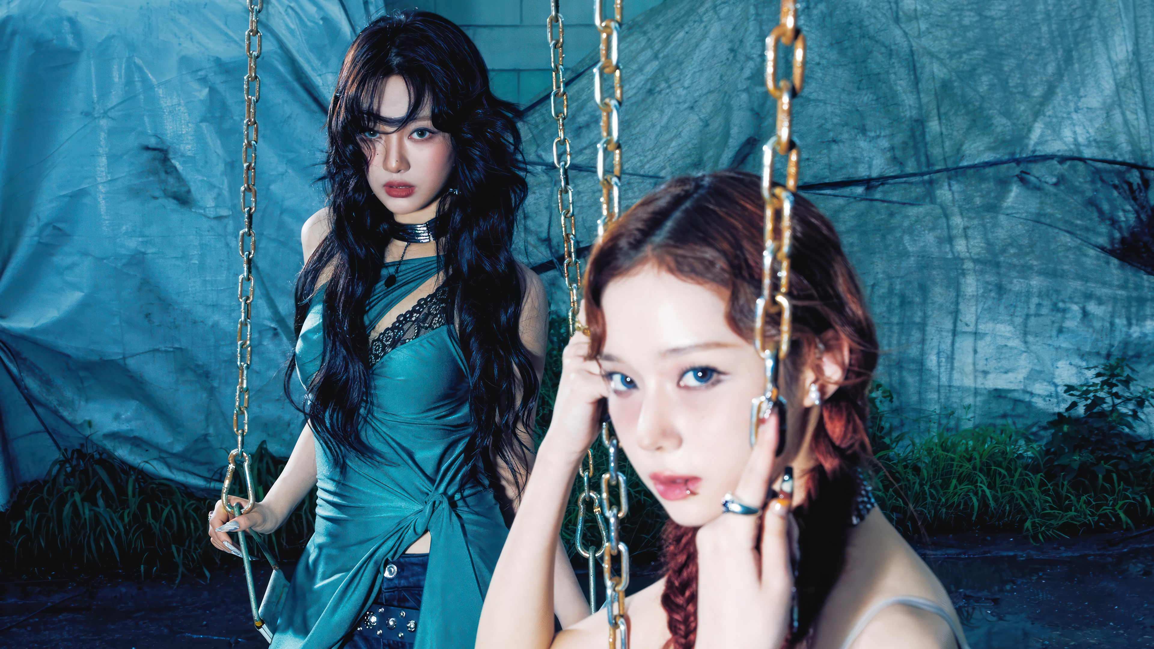 Aespa Winter and Ningning on swings HD Wallpaper