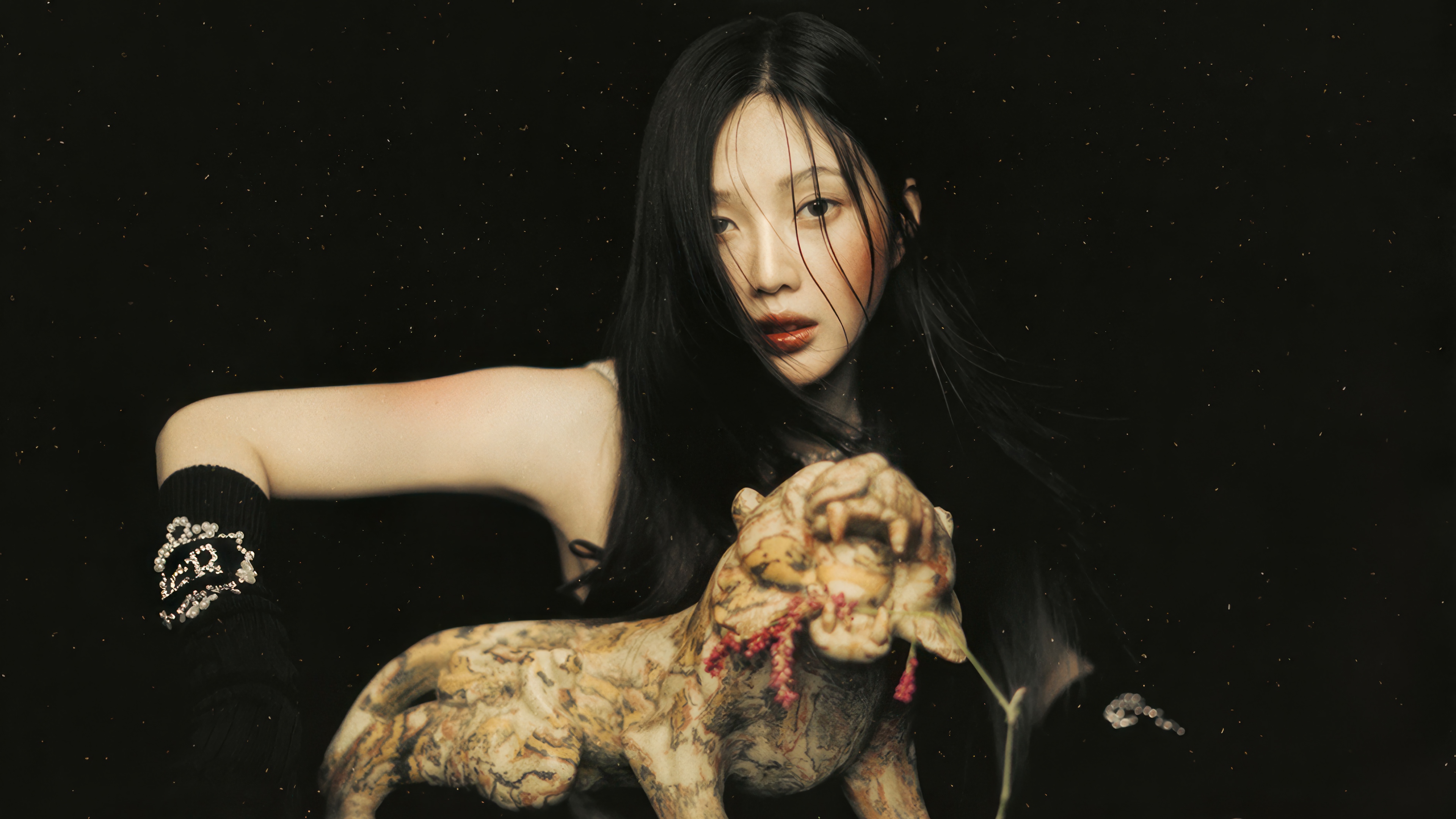 Joy from Red Velvet with a tiger statue HD Wallpaper