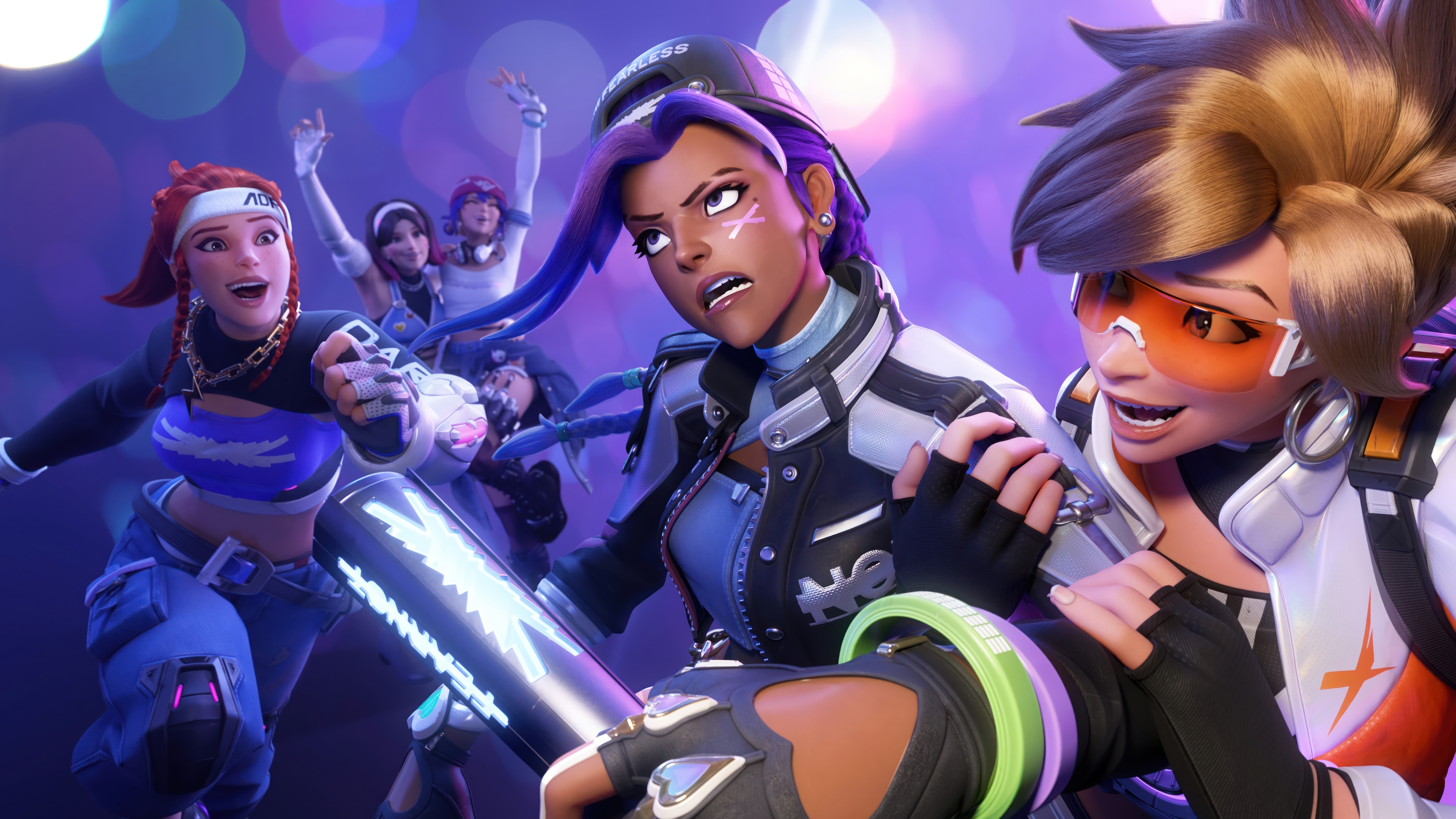 Overwatch 2 x Le Sserafim collaboration with Tracer and Sombra HD Wallpaper