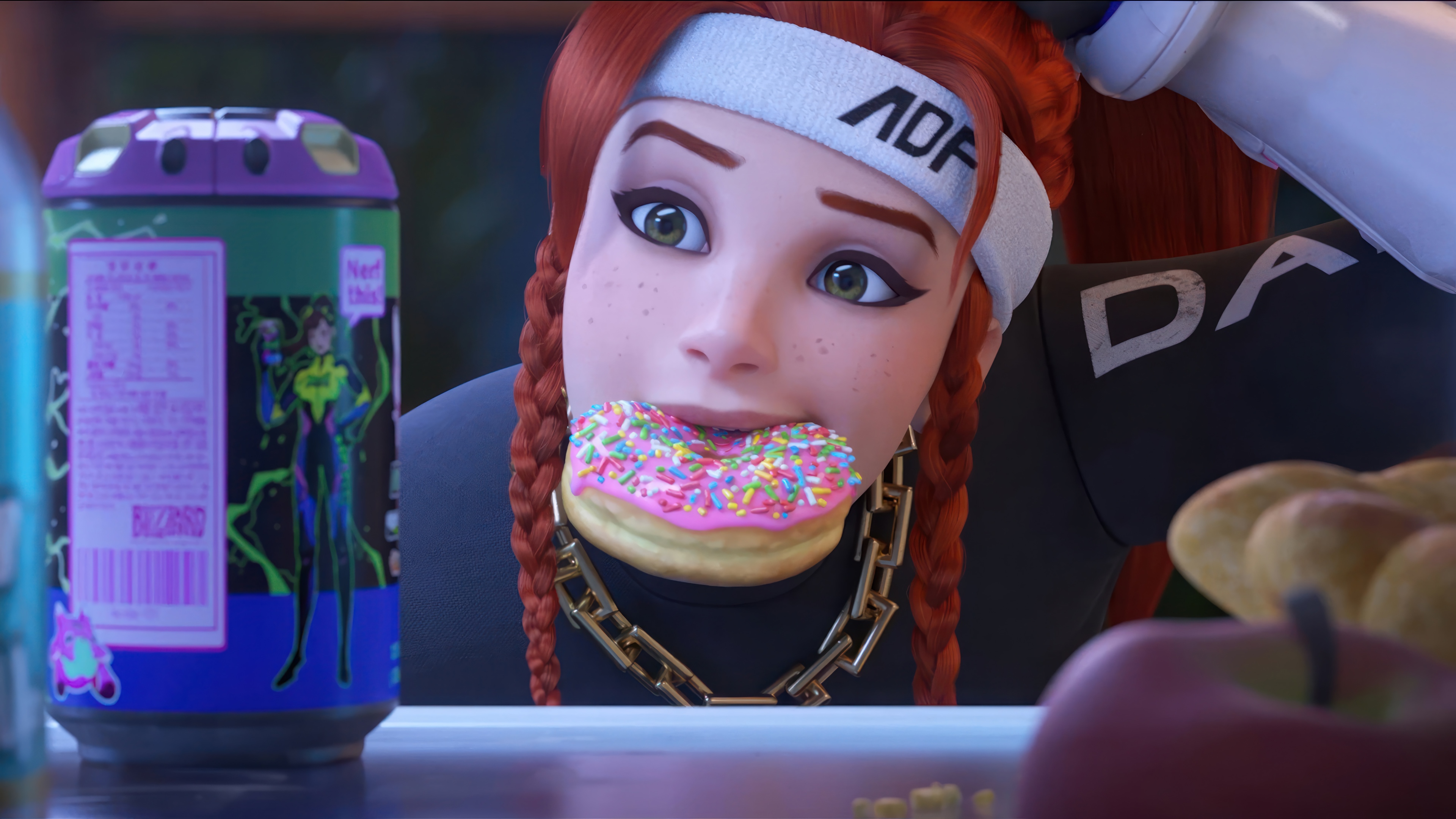 Brigitte eating a donut, Overwatch HD Wallpaper