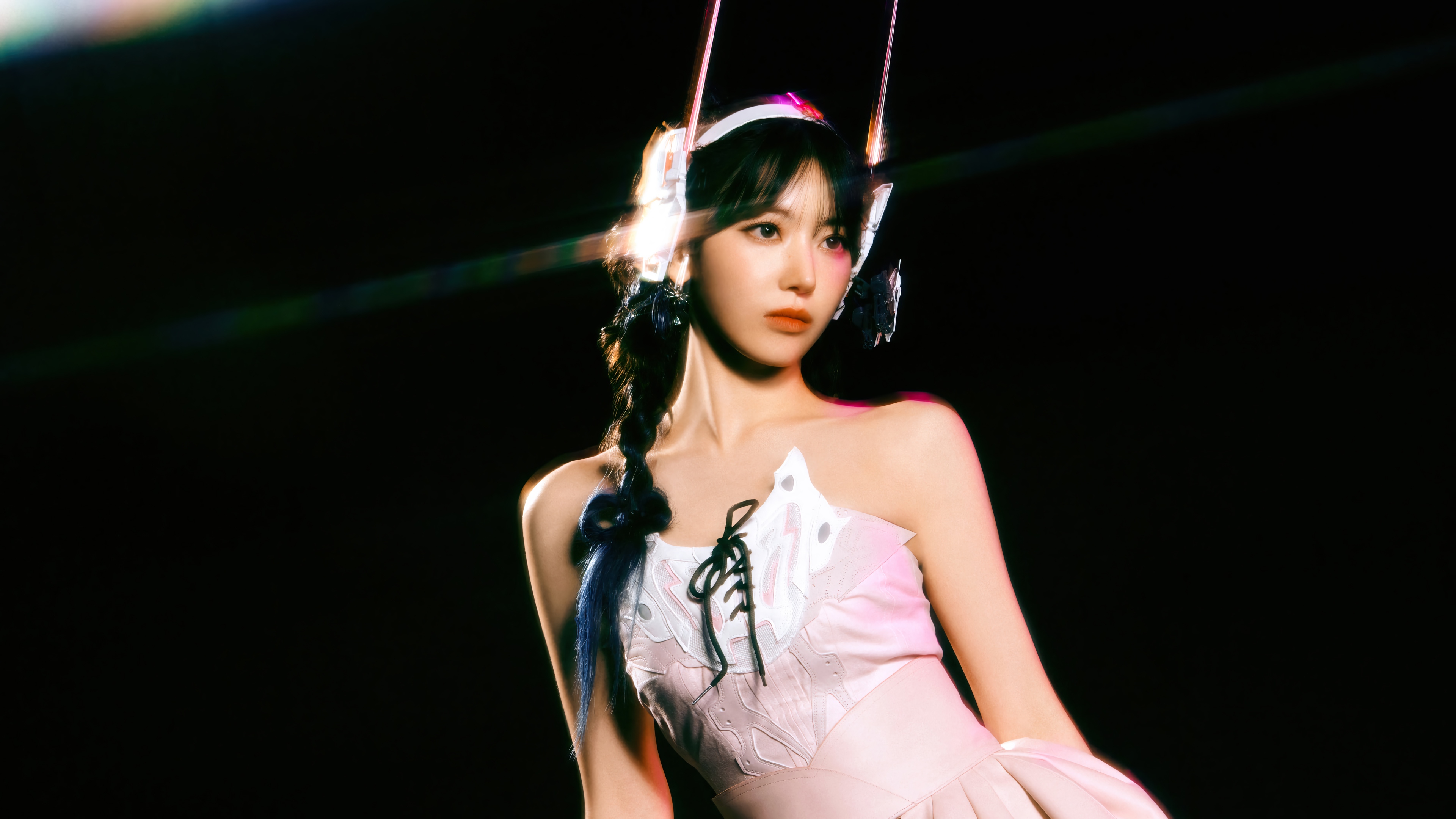 Sakura from LE SSERAFIM in pink dress HD Wallpaper
