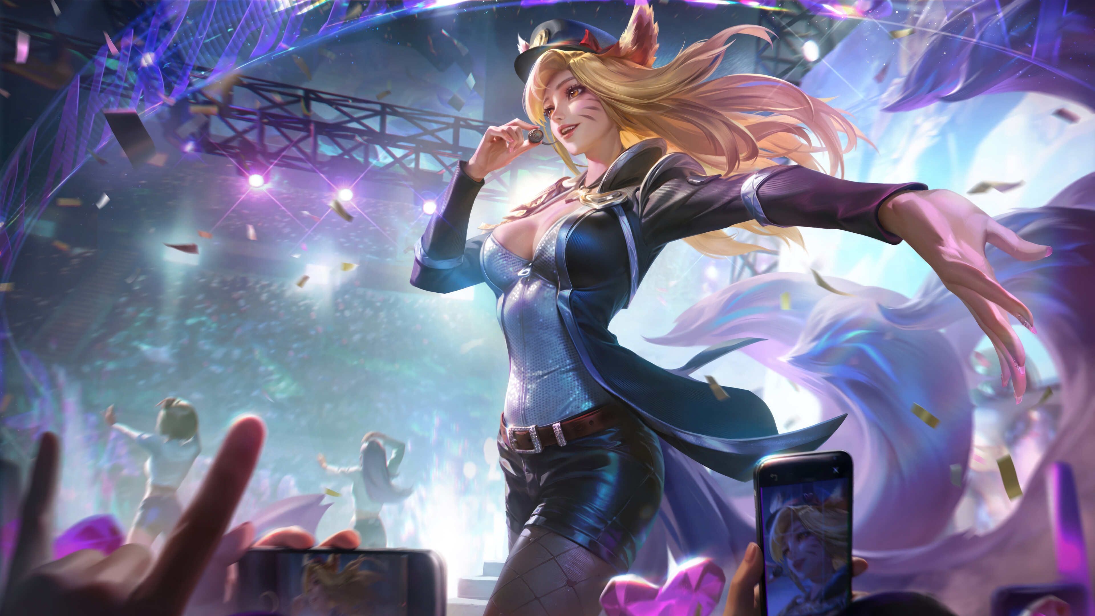 Ahri performing on stage in League of Legends 4K HD Wallpaper