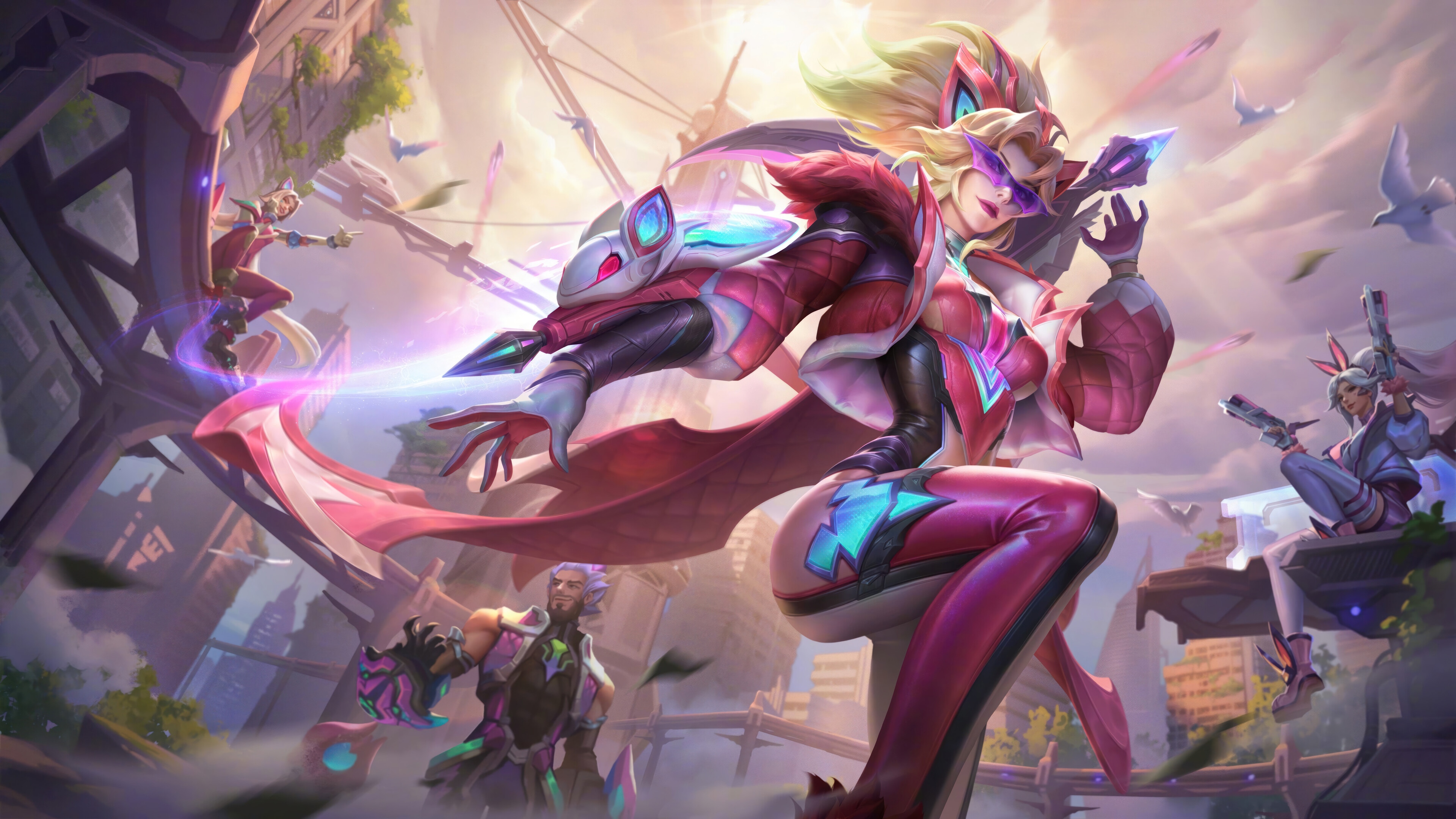 Vayne and allies in League of Legends splash art 4K HD Wallpaper