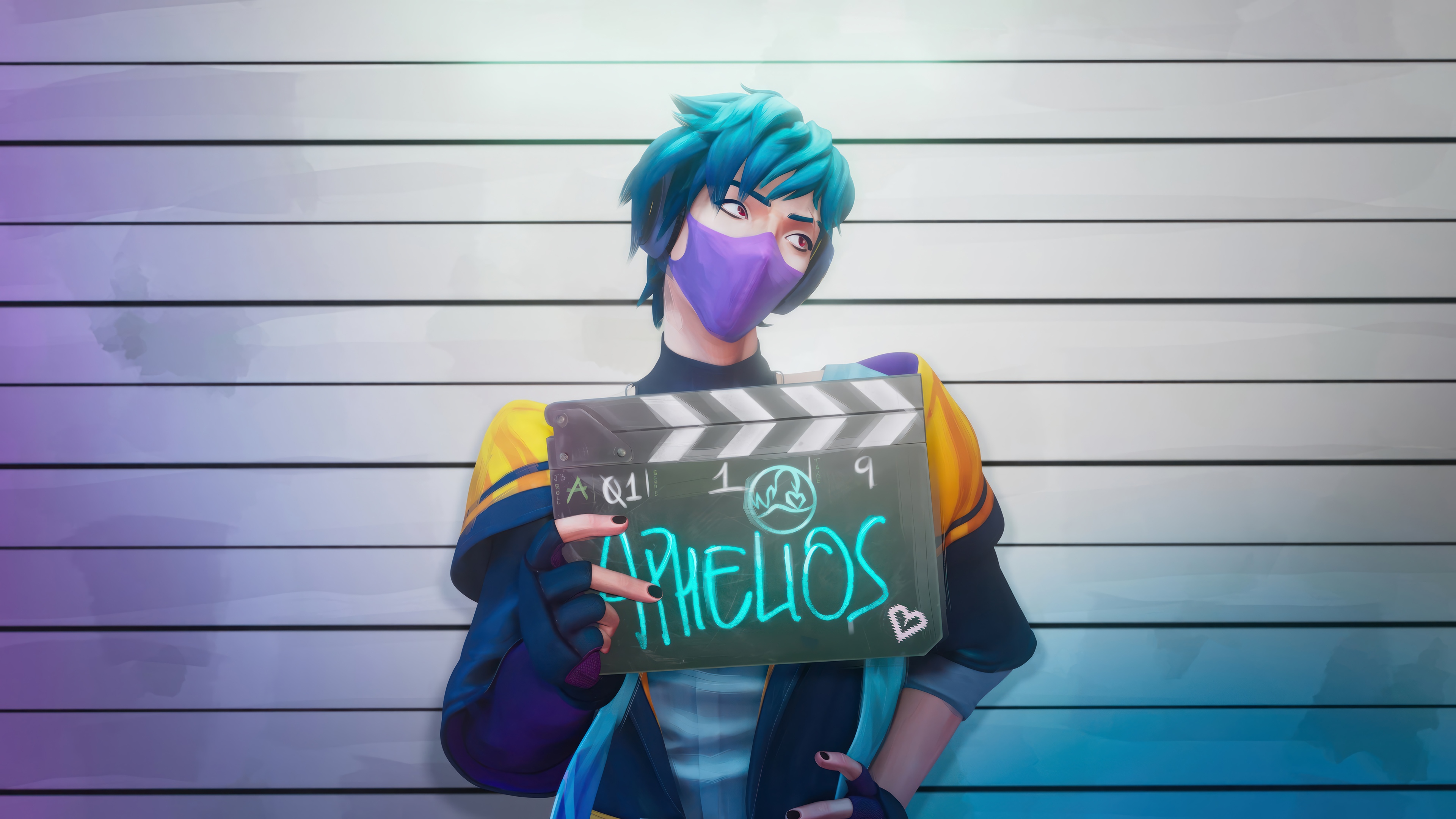 Aphelios Mugshot with Heartsteel Clapperboard HD Wallpaper