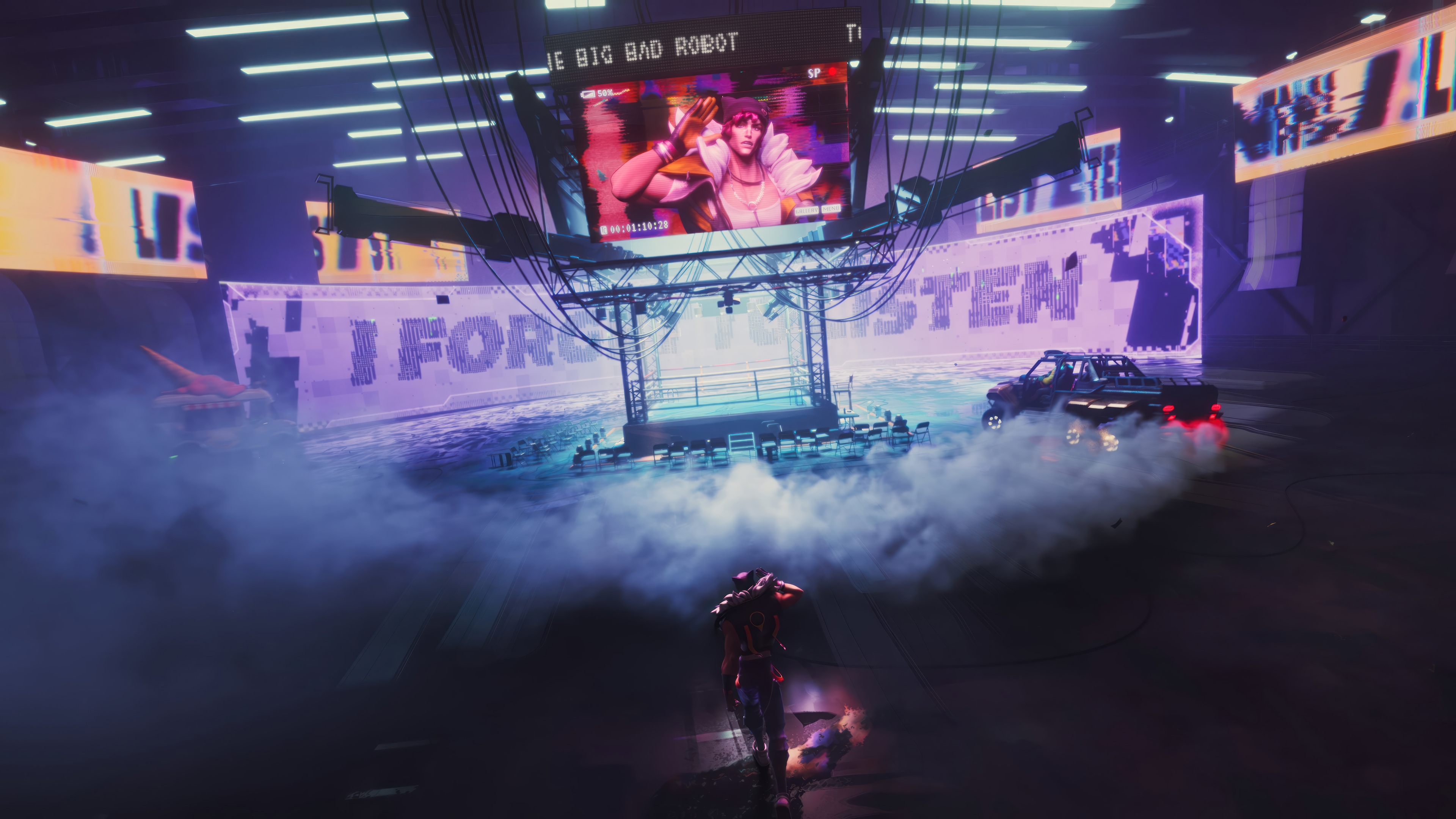 Heartsteel Sett in a futuristic boxing ring with a car HD Wallpaper