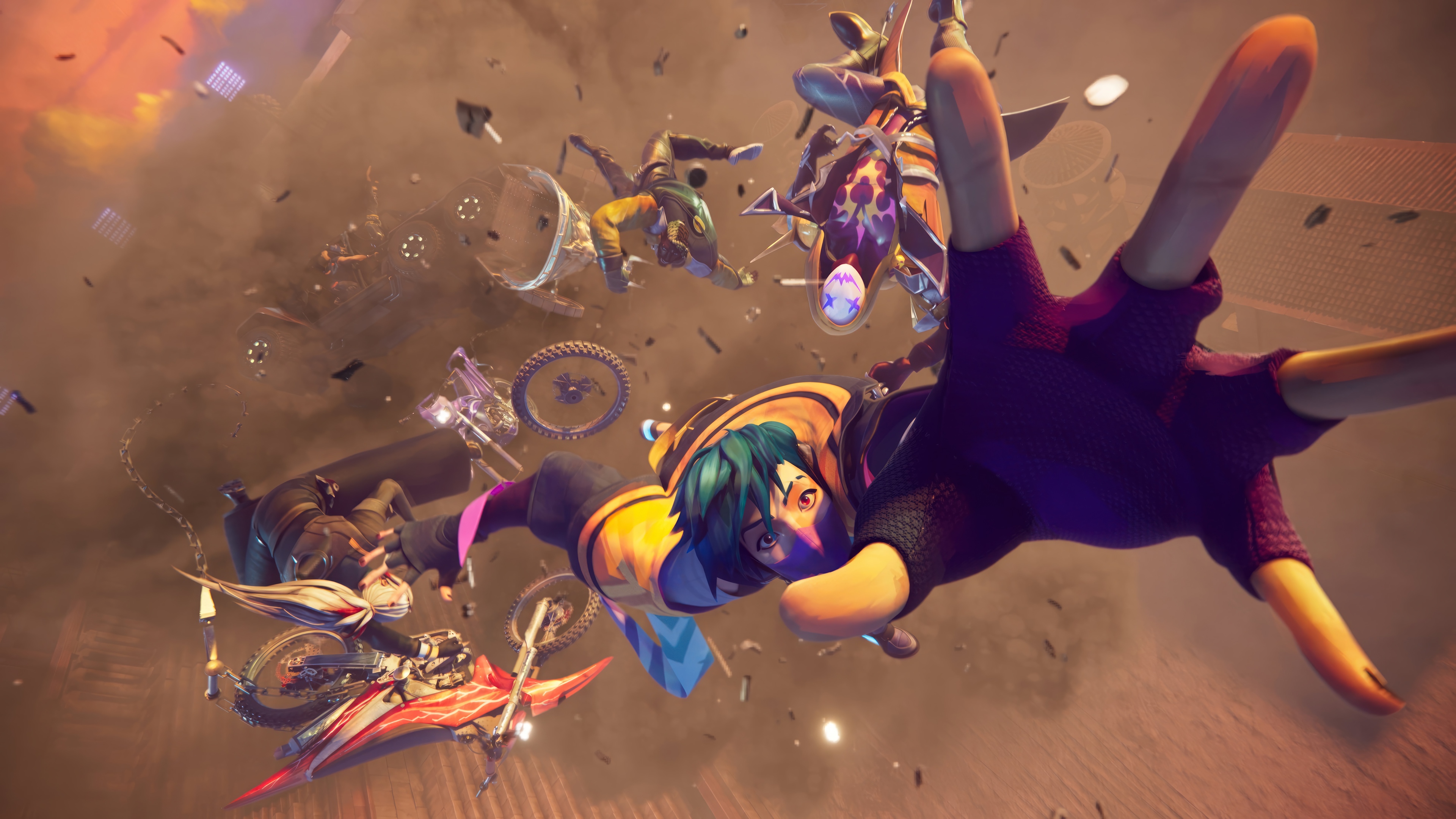 League of Legends Heartsteel characters in mid-air HD Wallpaper