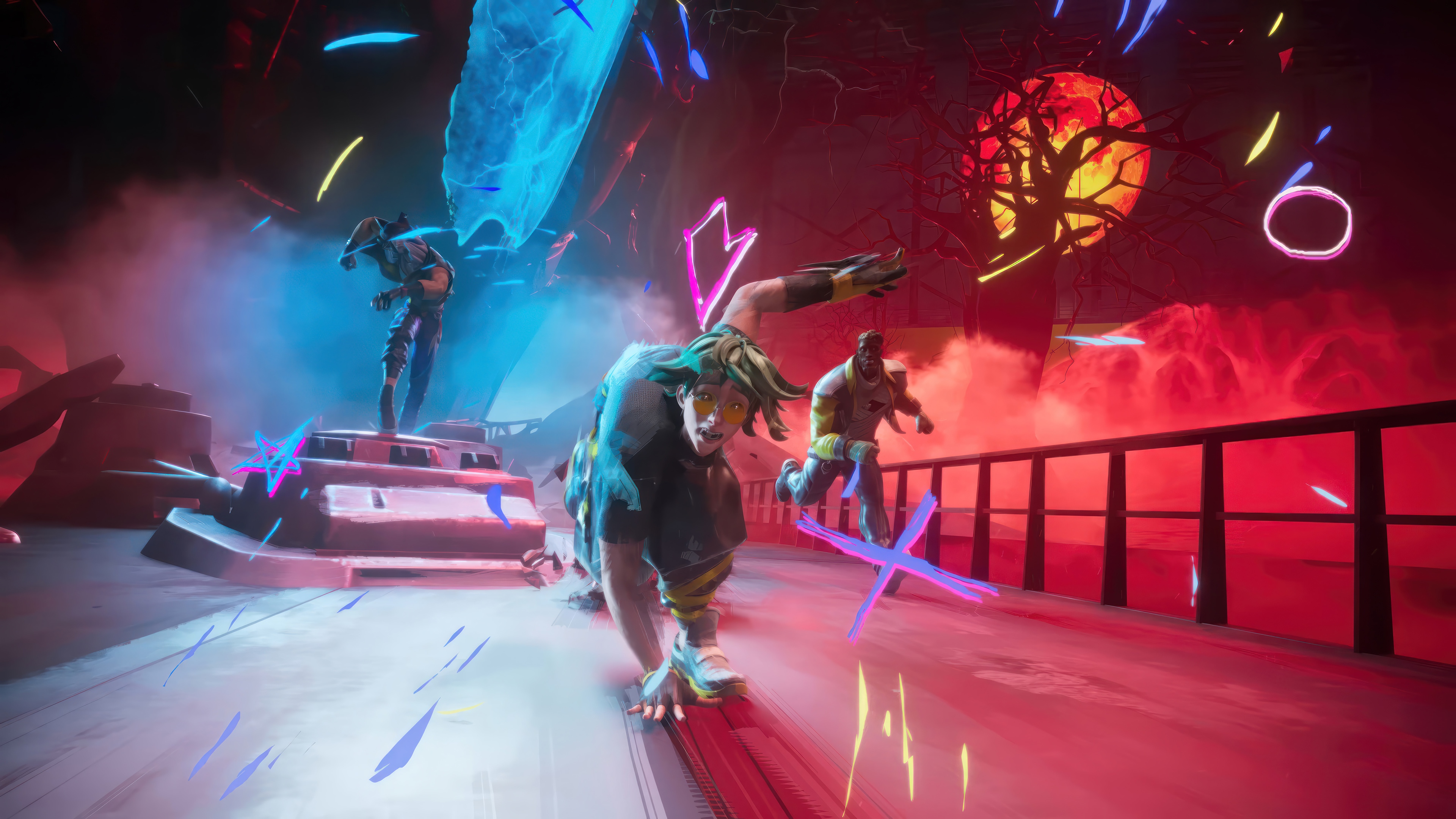 Heartsteel Ezreal and Sett in a neon-lit arena HD Wallpaper