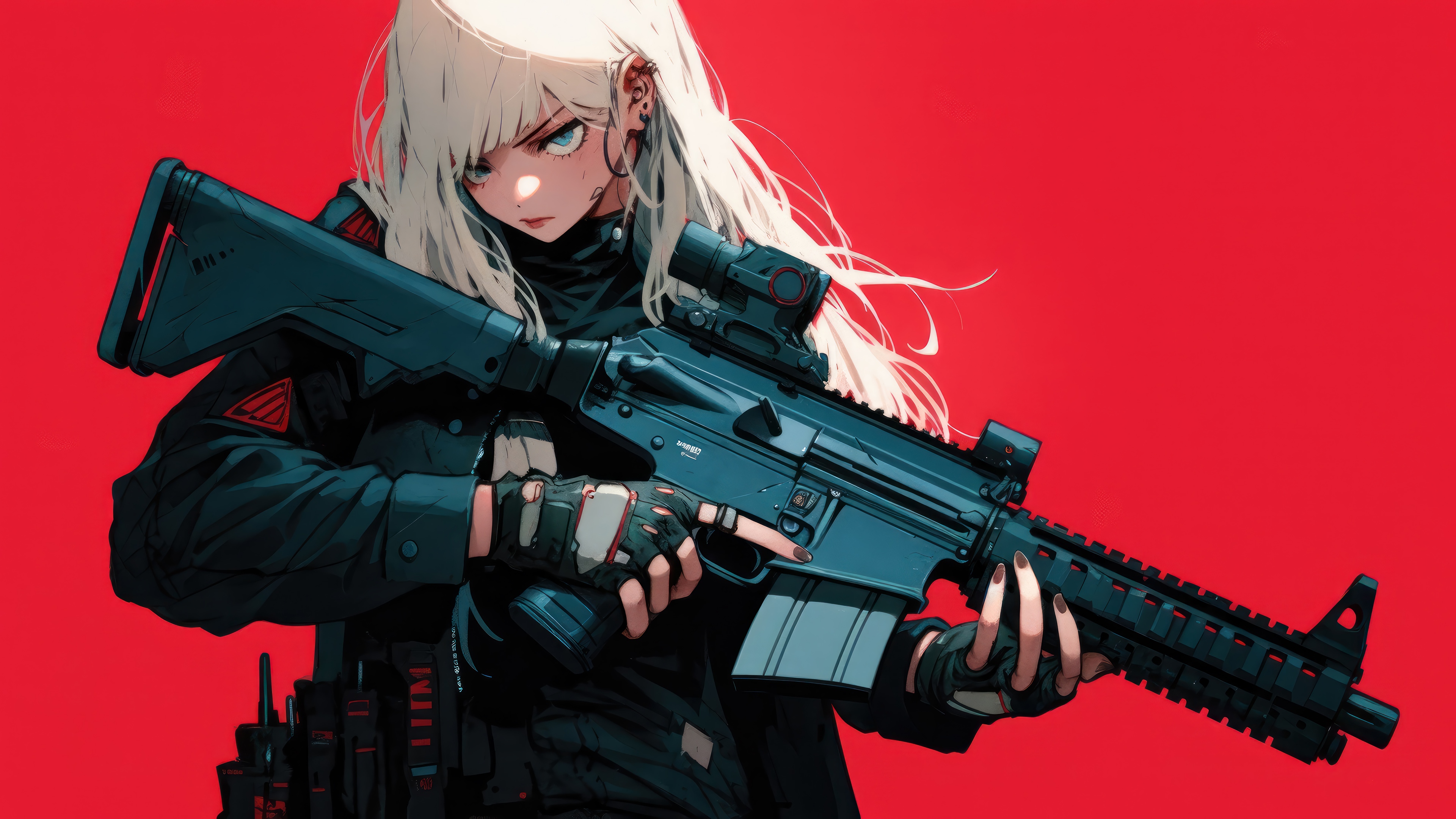 Girl with Rifle in Cyberpunk Style 4K HD Wallpaper