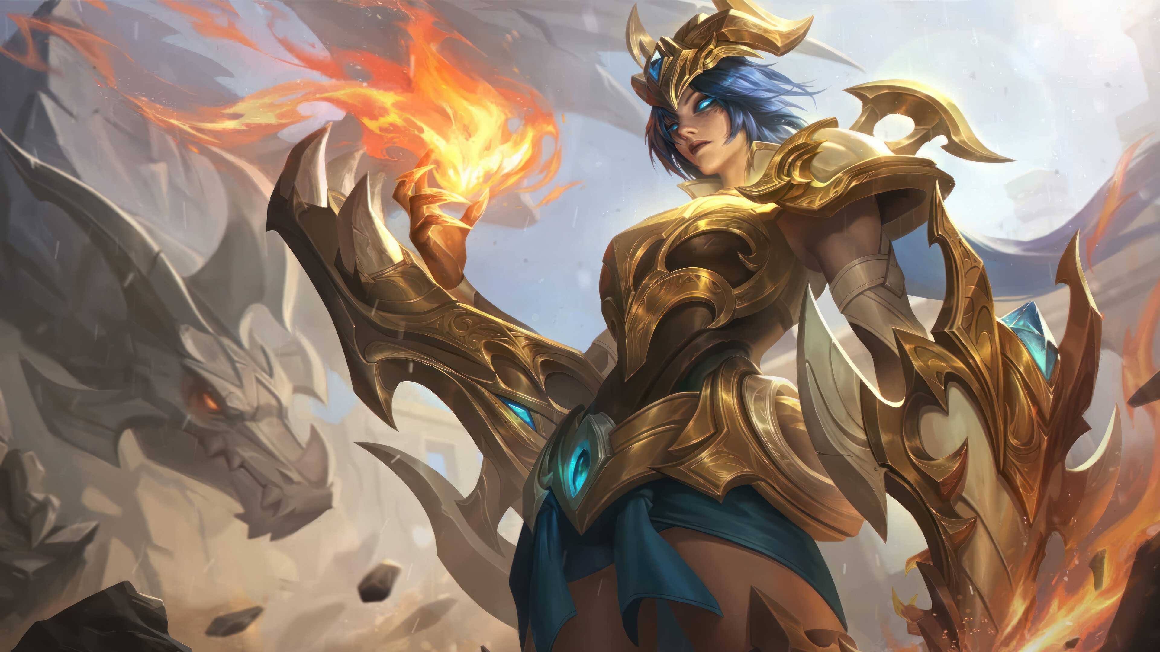 Shyvana from League of Legends with a Dragon HD Wallpaper