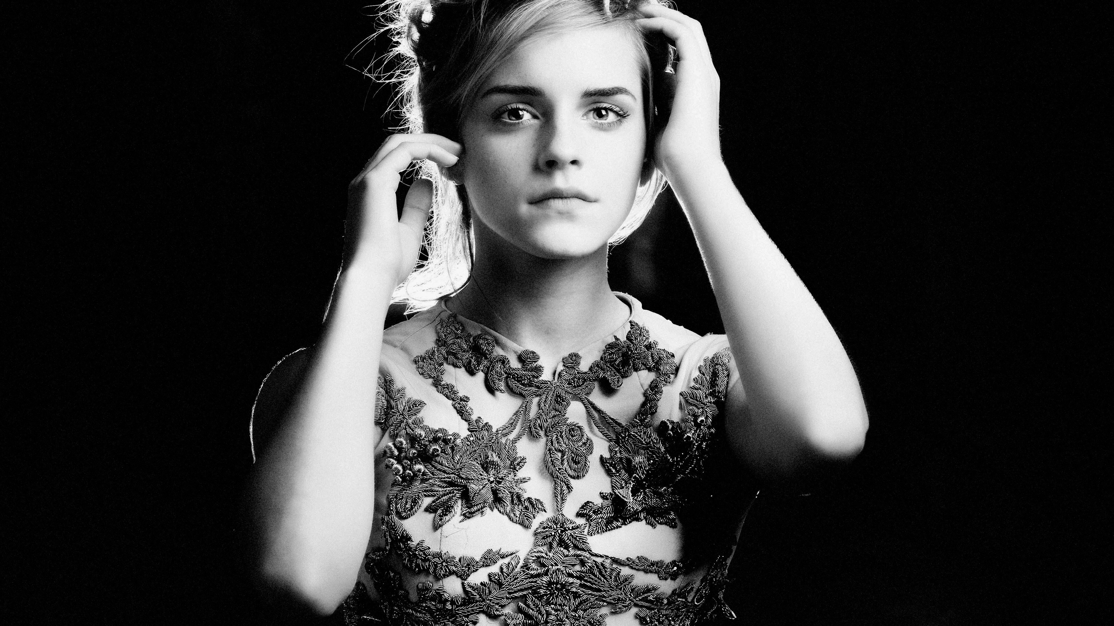 Emma Watson in Monochrome HD Wallpaper
