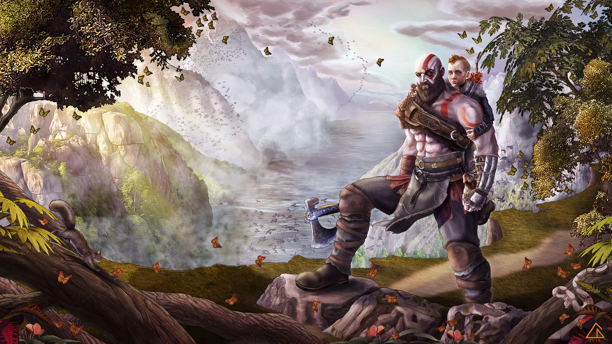 Kratos and Atreus from God of War HD Wallpaper