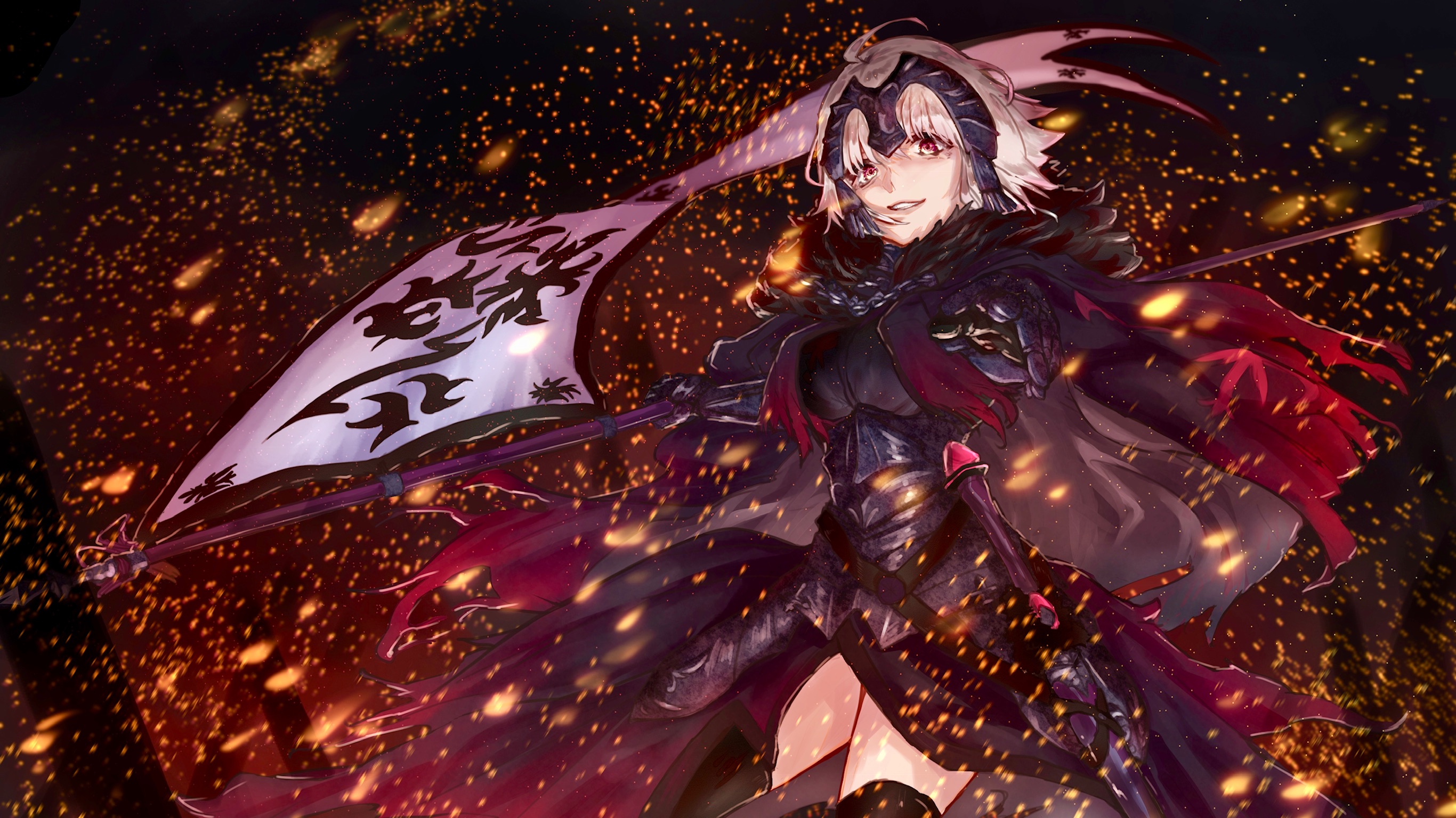 Jeanne d'Arc Alter from Fate/Grand Order holding a flag HD Wallpaper