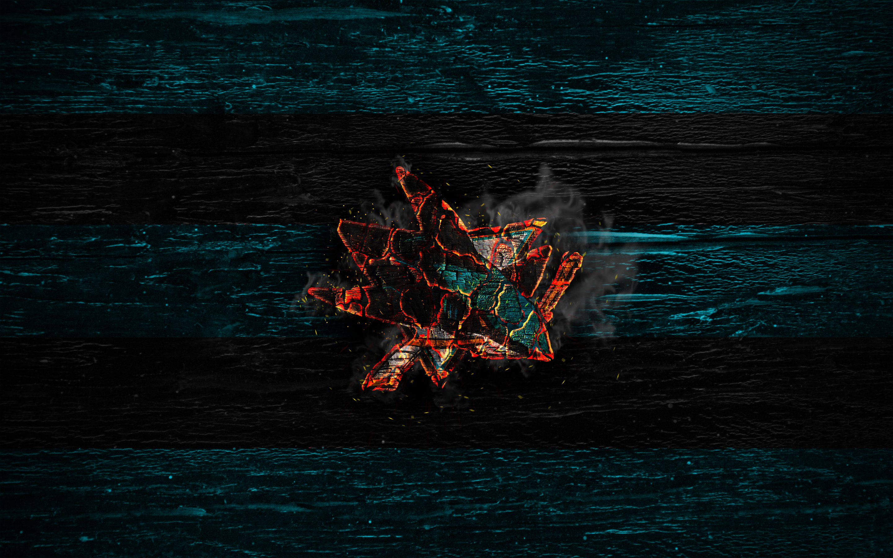 San Jose Sharks Logo on Dark Wood HD Wallpaper