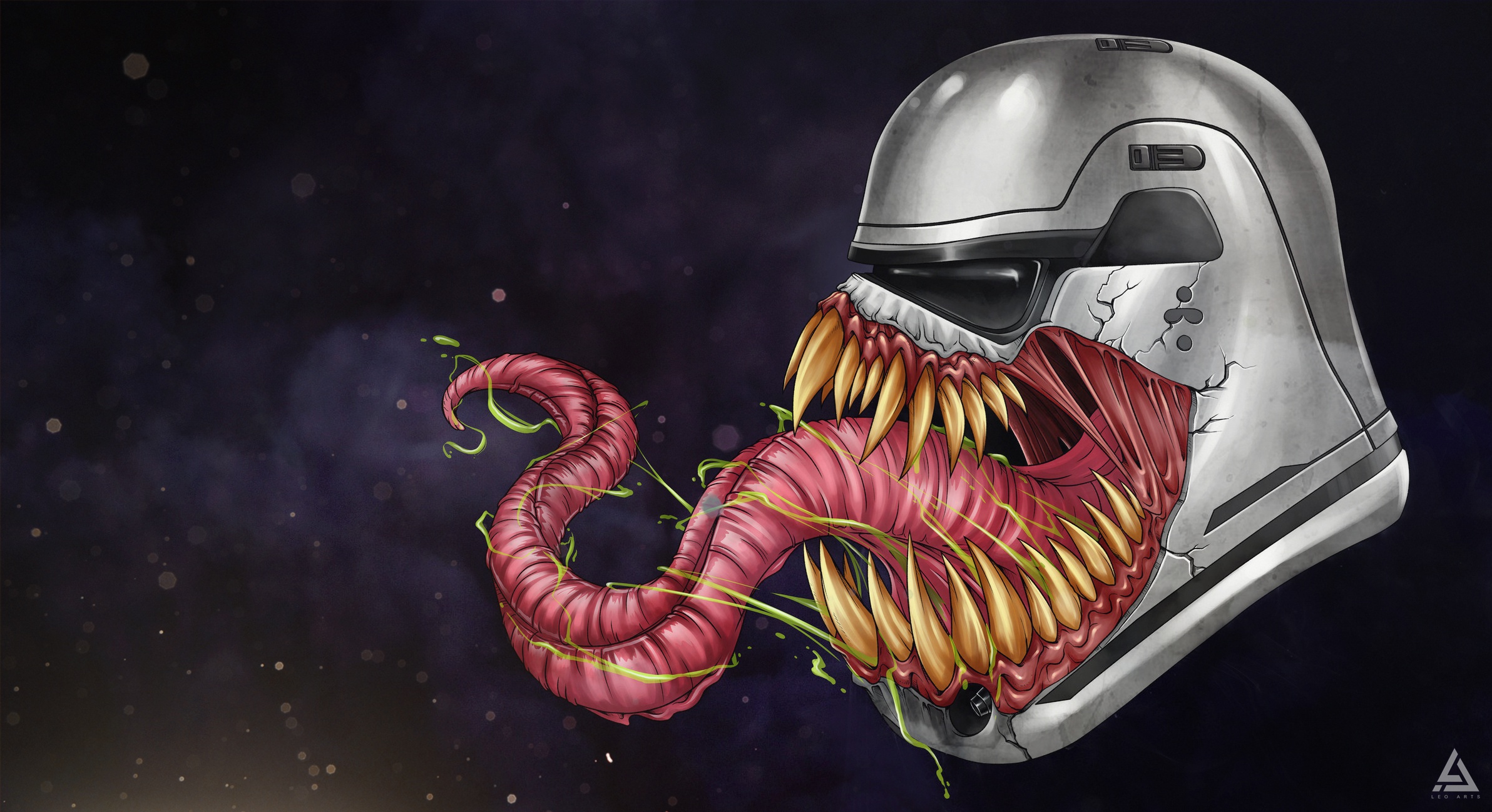 Stormtrooper helmet merged with Venom from Star Wars HD Wallpaper