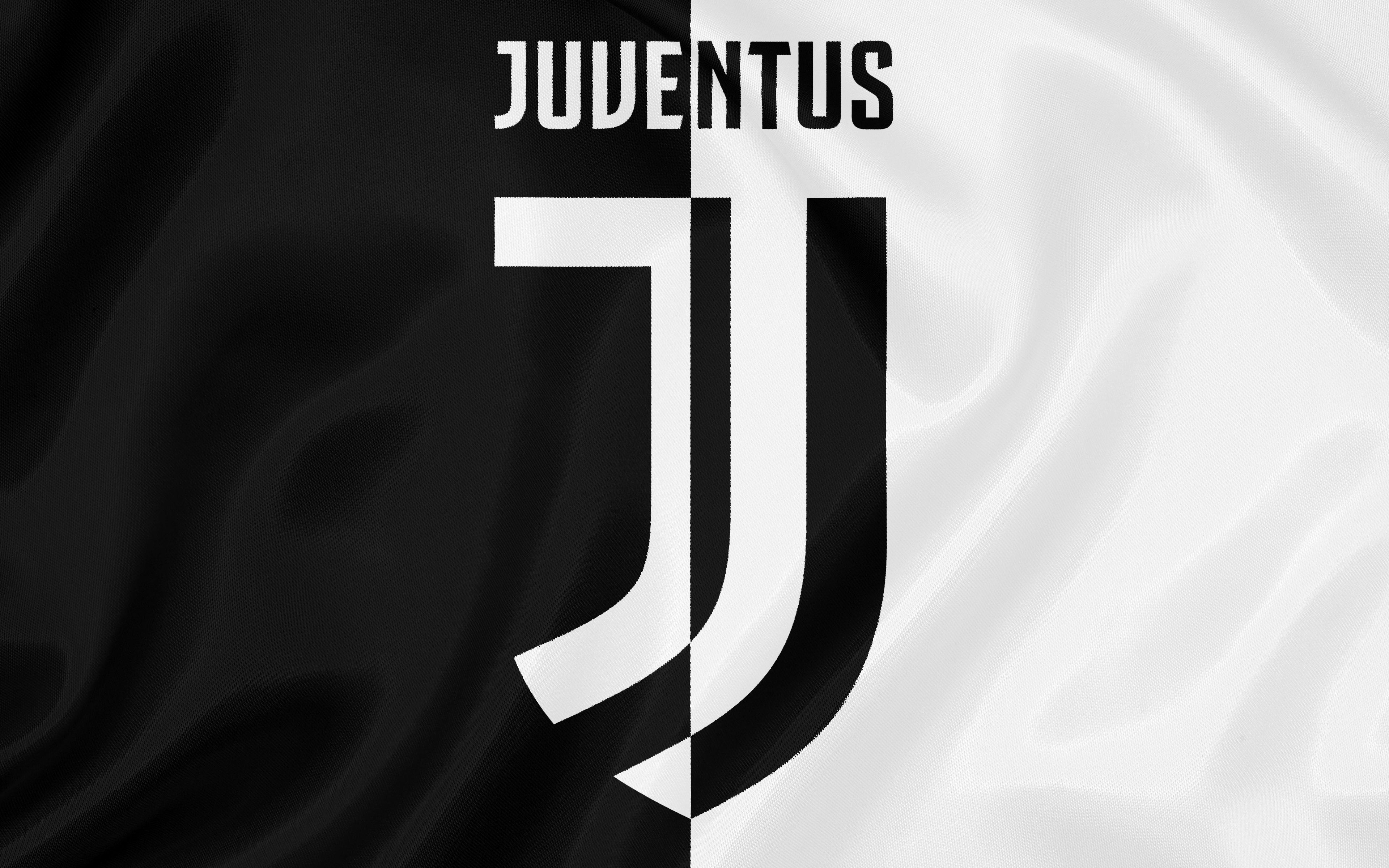 Juventus F.C. logo on black and white flag HD Wallpaper