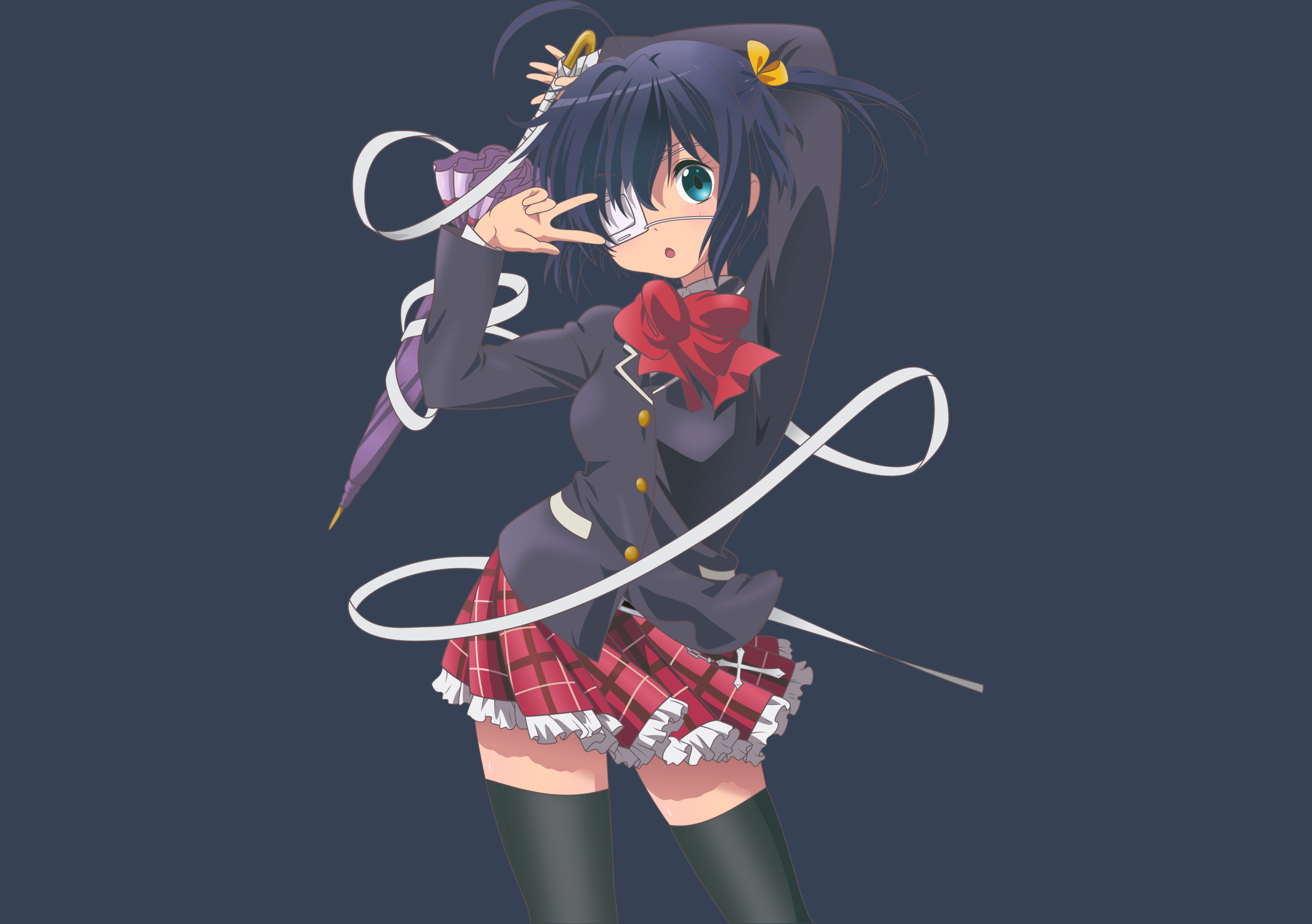 Rikka Takanashi with Ribbon and Umbrella Pose HD Wallpaper