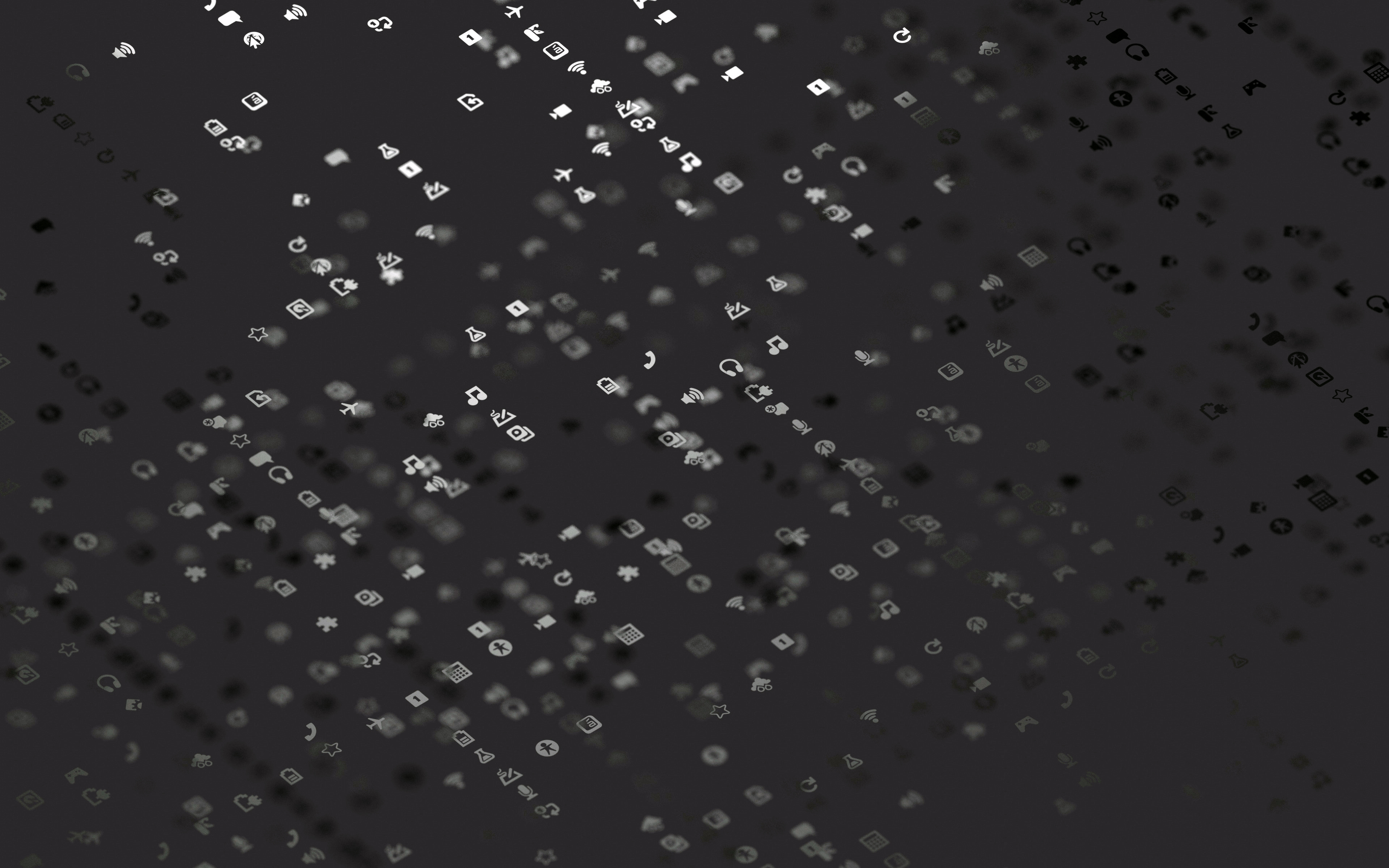Minimal Icons on Dark Background 4K HD Wallpaper