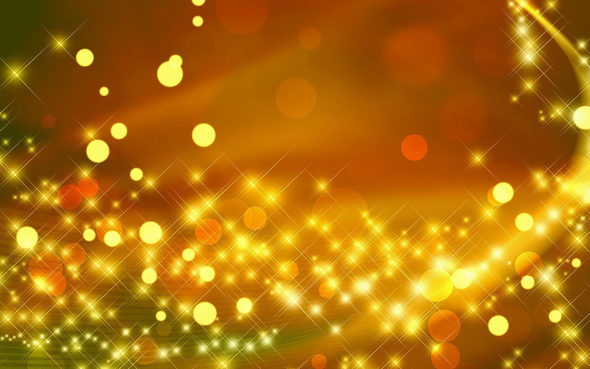 Golden Glittering Bokeh Lights HD Wallpaper