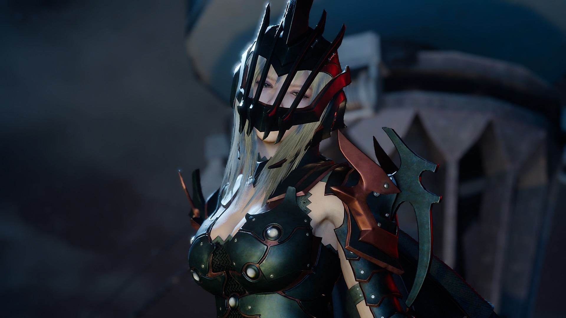 Woman in dark fantasy armor HD Wallpaper