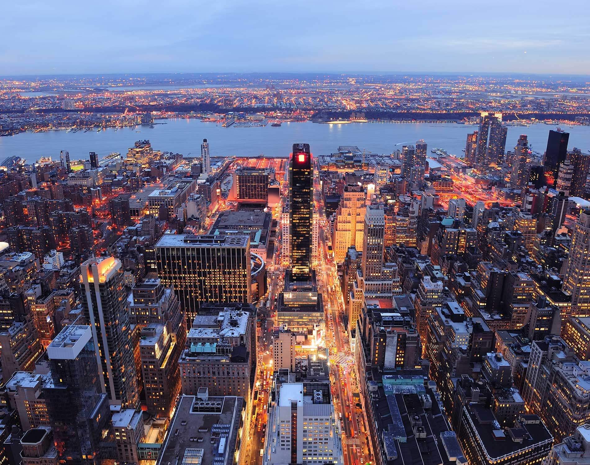 New York City Skyline at Dusk HD Wallpaper