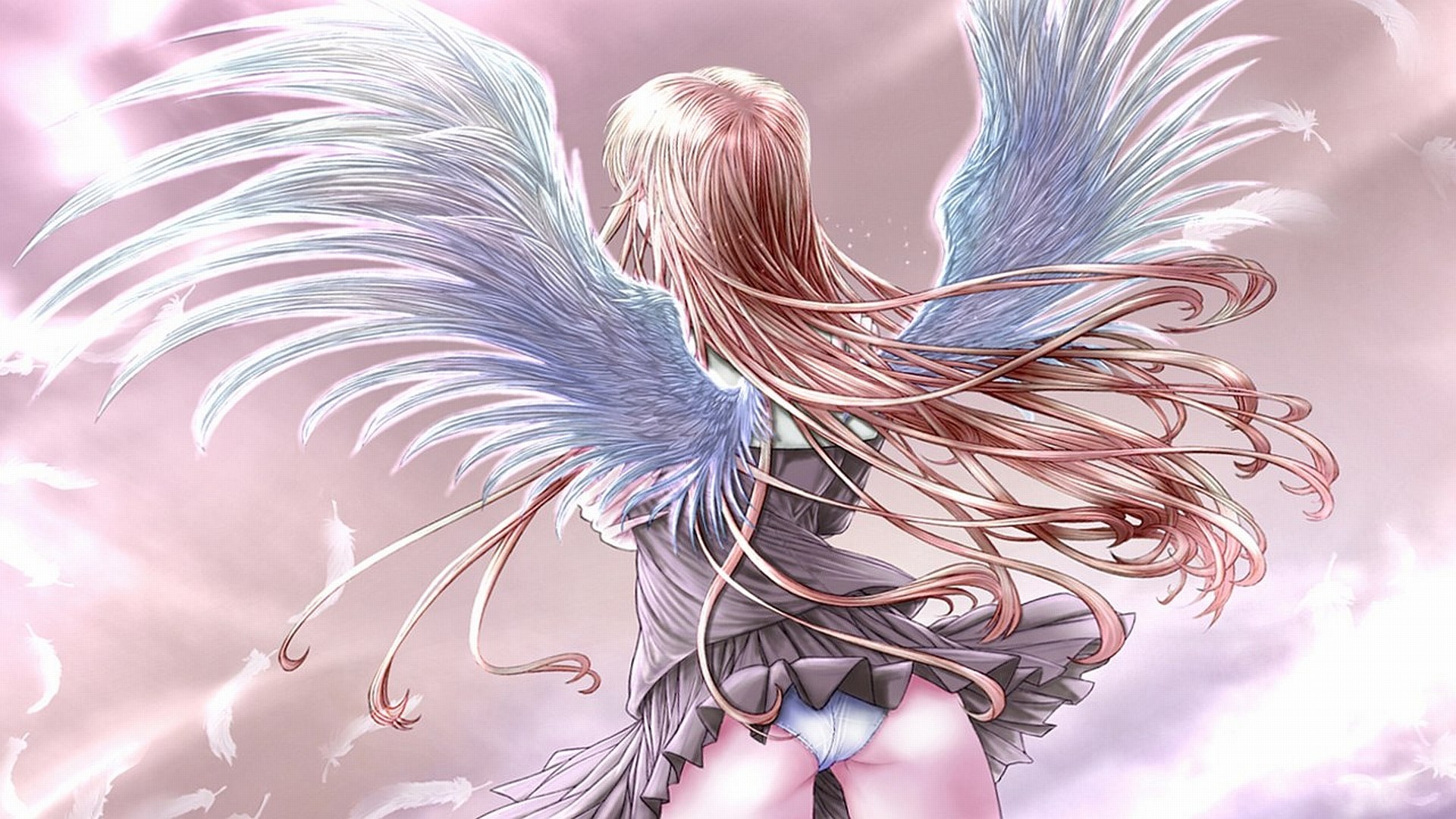 Anime girl with large wings HD Wallpaper