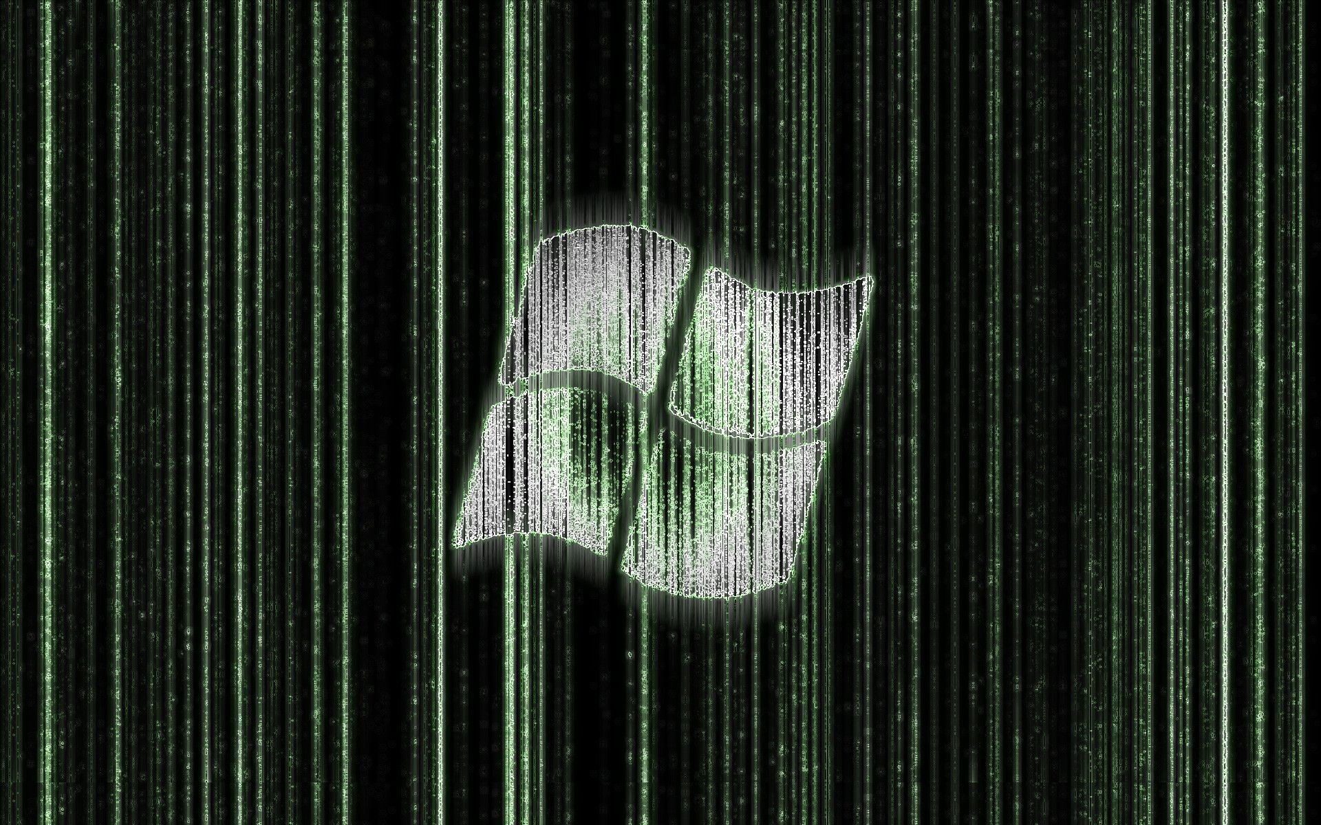 Windows logo on Matrix background HD Wallpaper