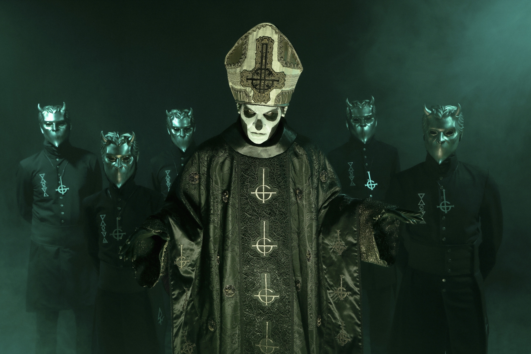 Ghost band members in ceremonial robes HD Wallpaper