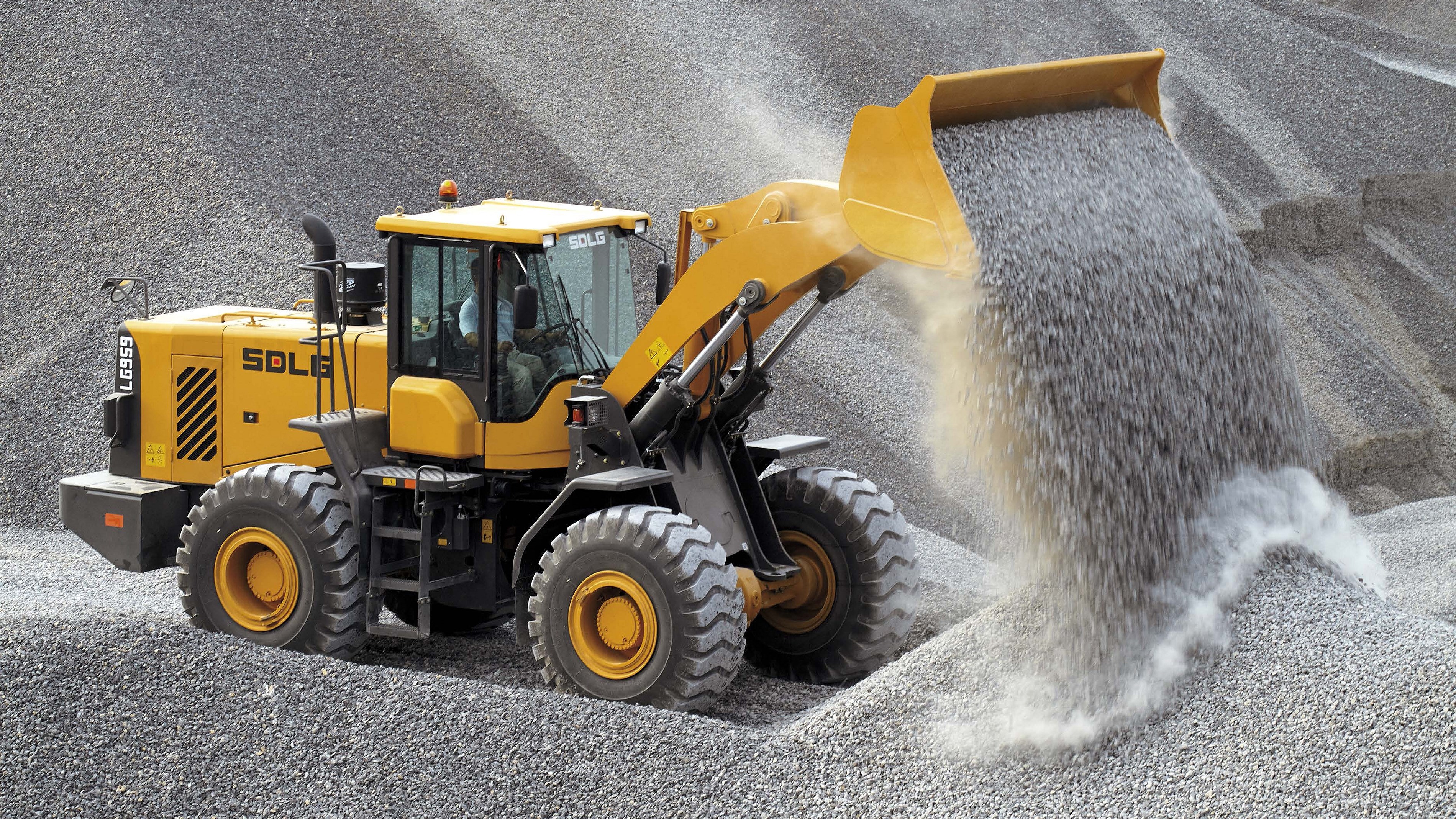 SDLG Wheel Loader Dumping Gravel HD Wallpaper