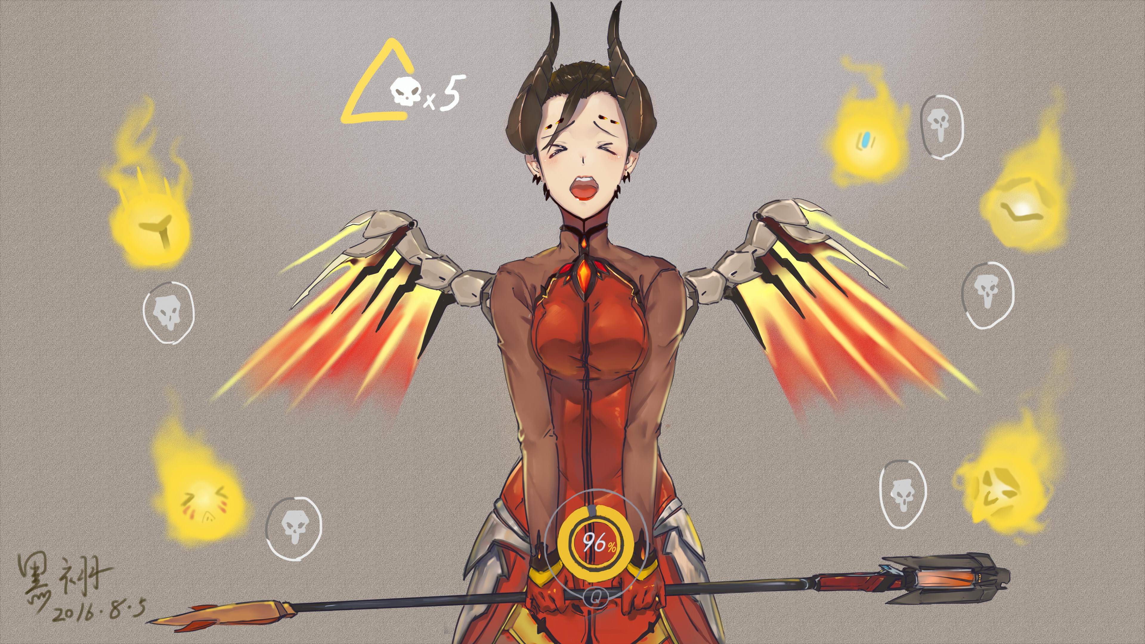 Mercy from Overwatch with demon wings HD Wallpaper