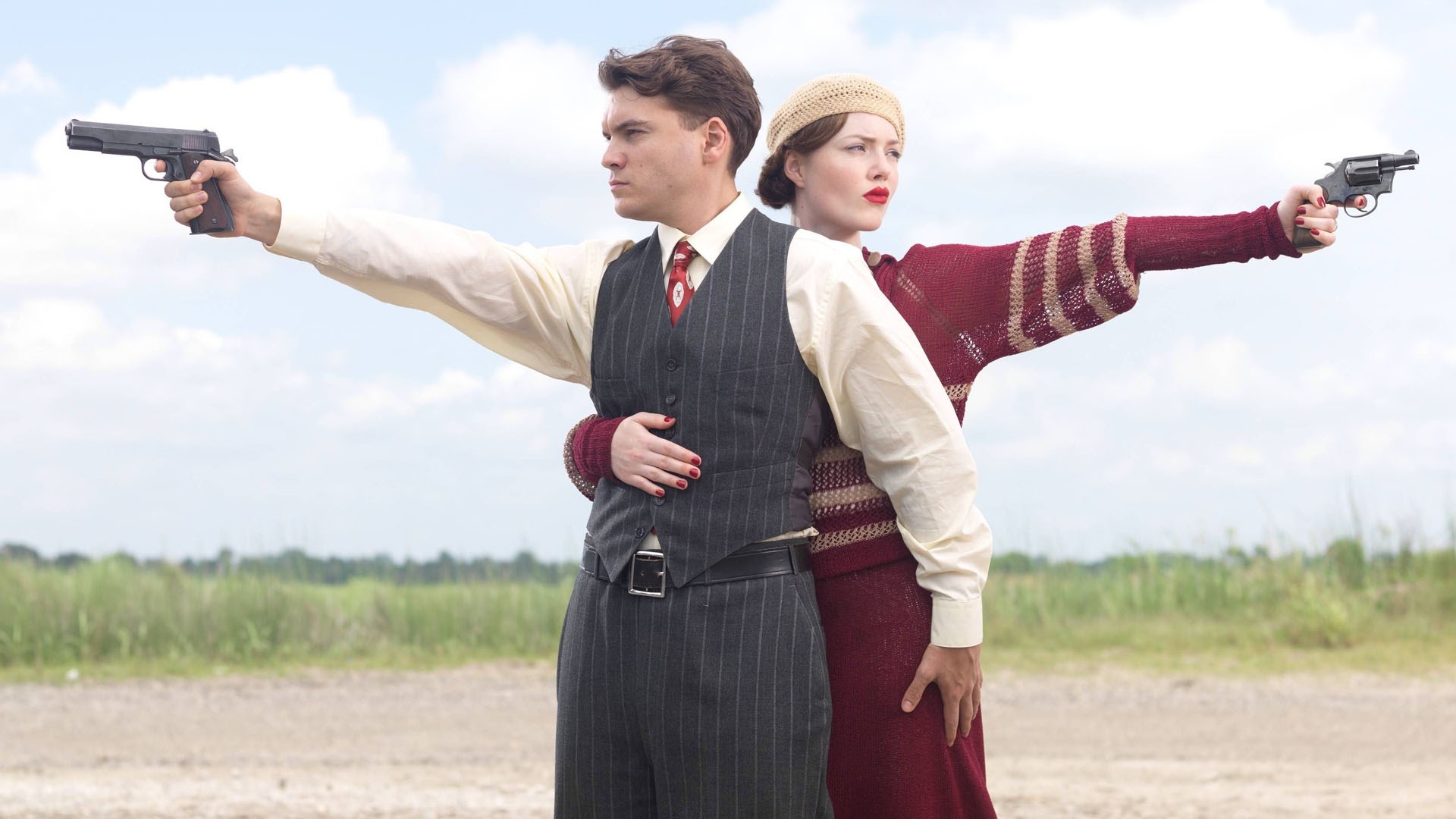 Bonnie and Clyde with guns HD Wallpaper