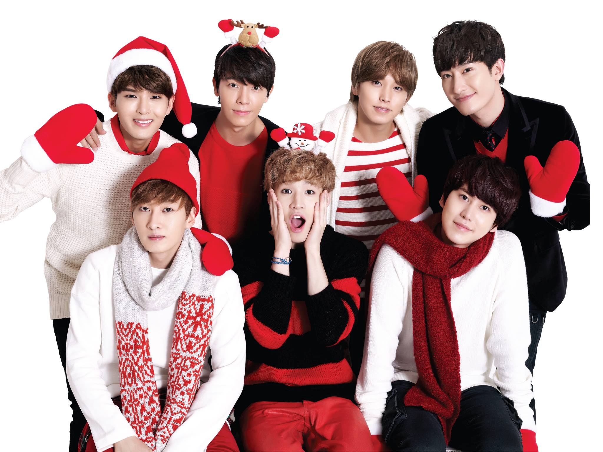 Super Junior members in Christmas attire HD Wallpaper