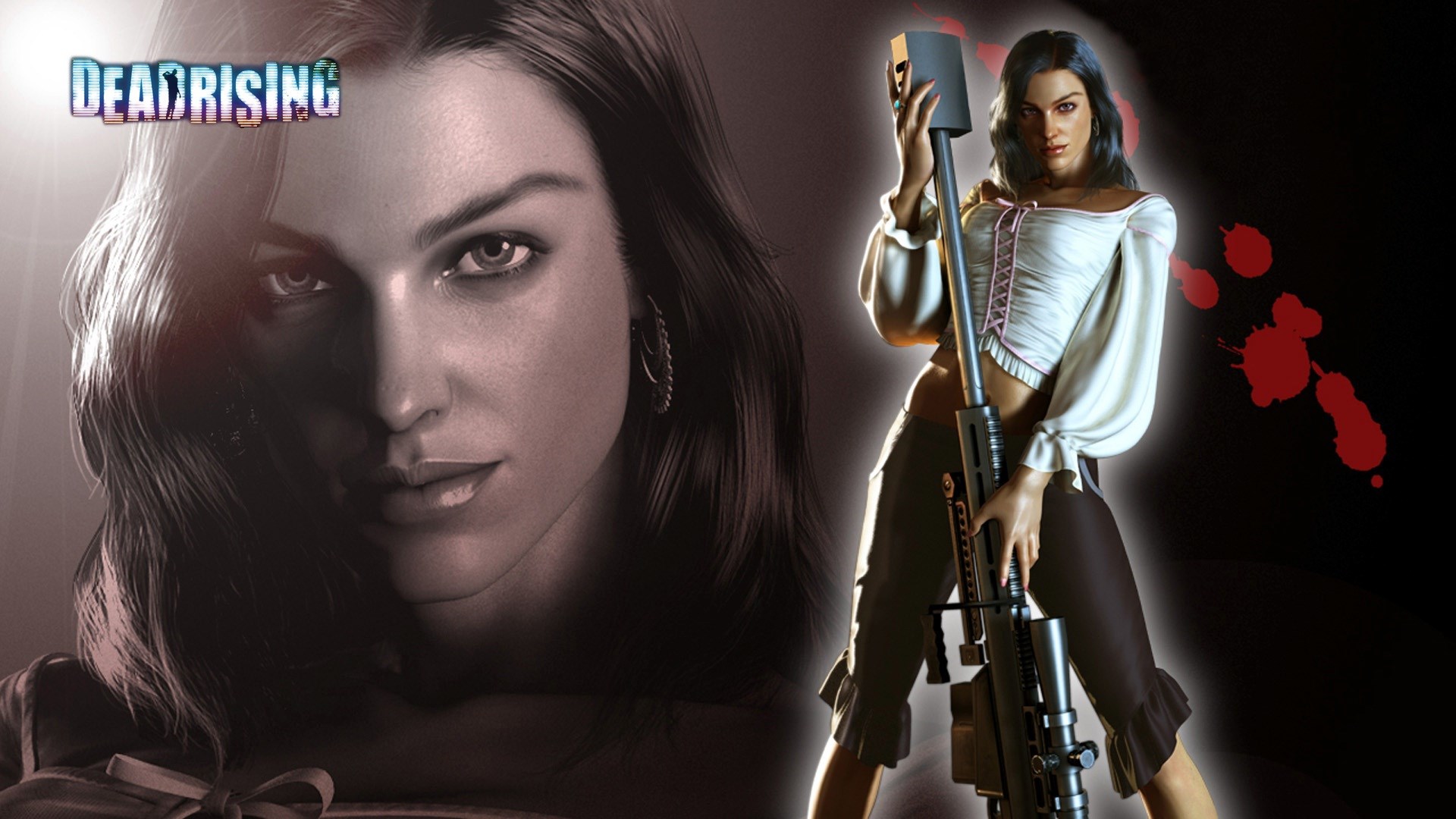 Isabella from Dead Rising holding a sniper rifle HD Wallpaper