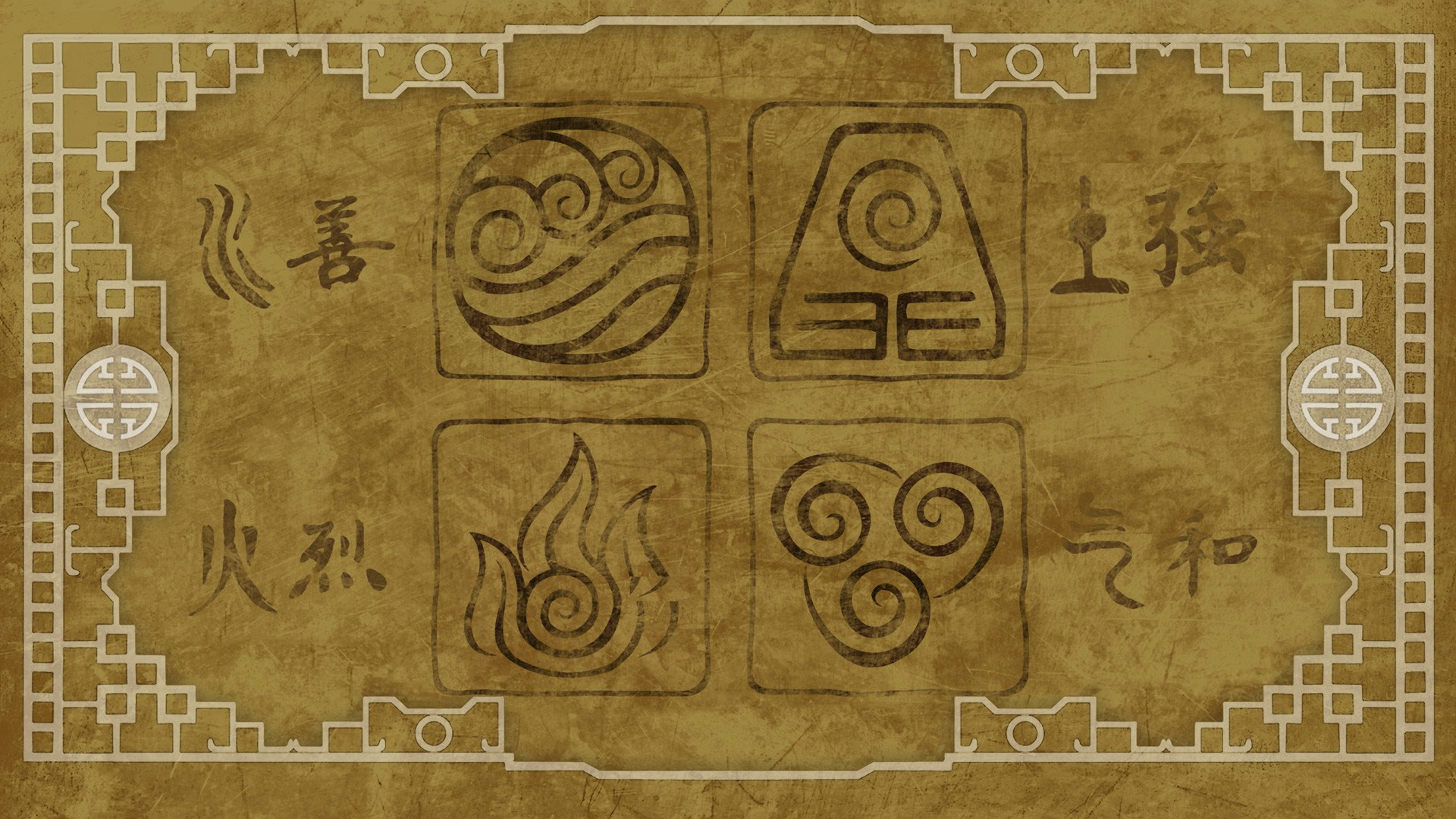 Avatar: The Last Airbender elemental symbols HD Wallpaper