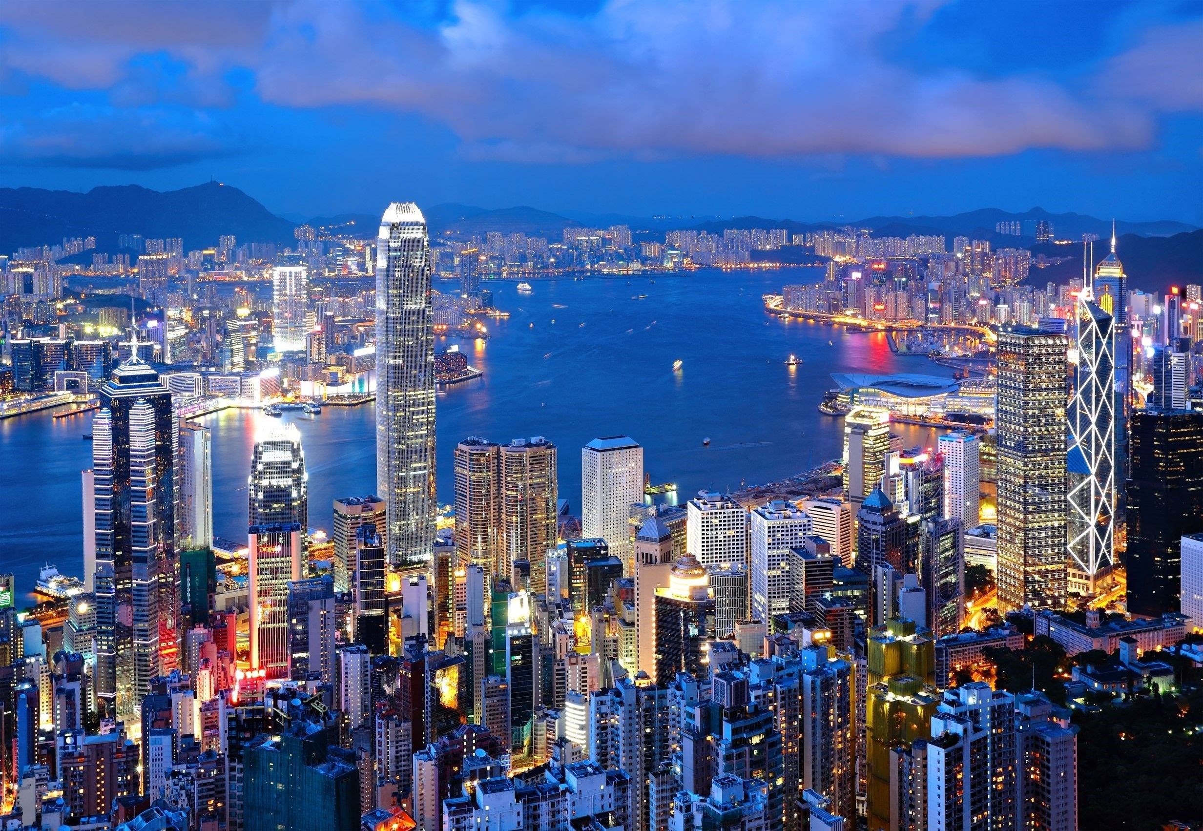 Hong Kong Skyline at Night HD Wallpaper