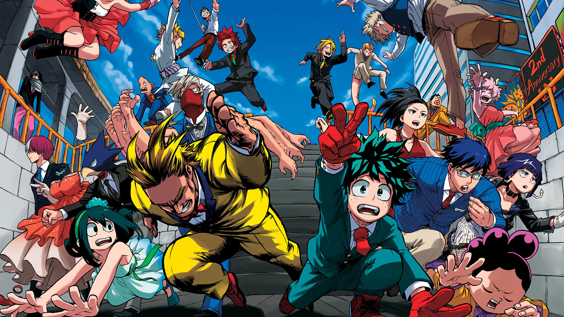 My Hero Academia characters celebrating 2nd Anniversary HD Wallpaper