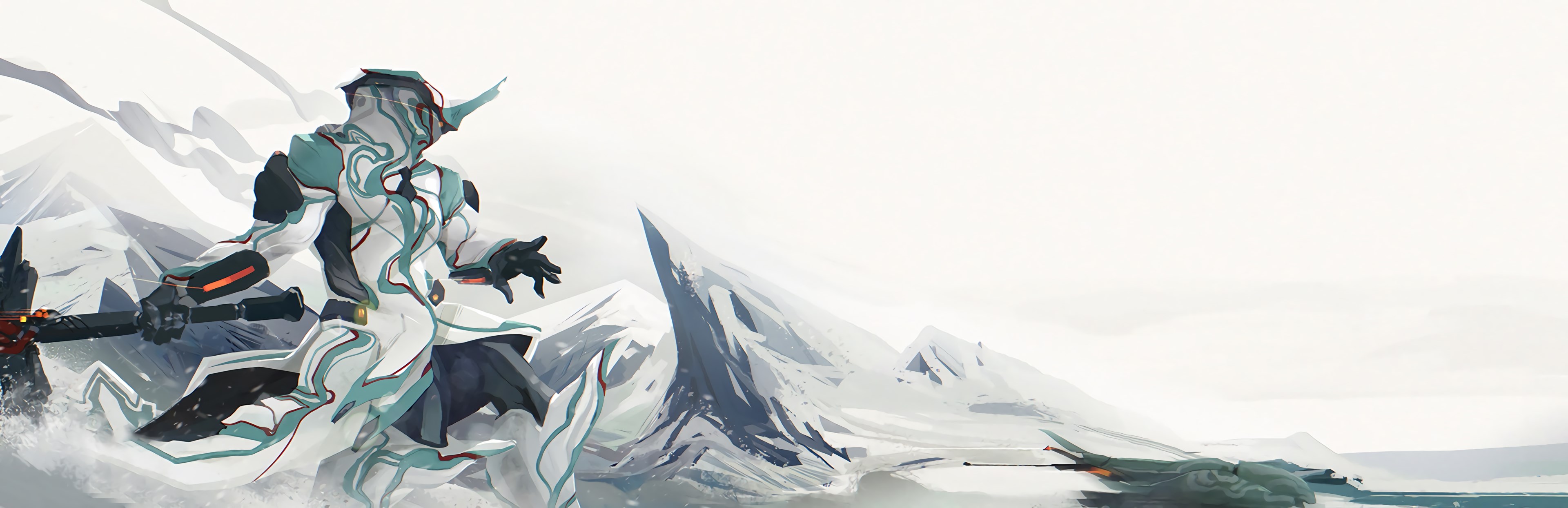 Warframe character in a snowy landscape HD Wallpaper
