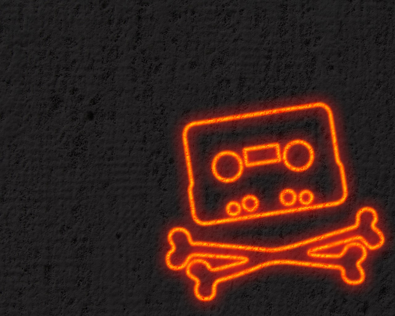 Neon cassette tape and crossbones symbol HD Wallpaper