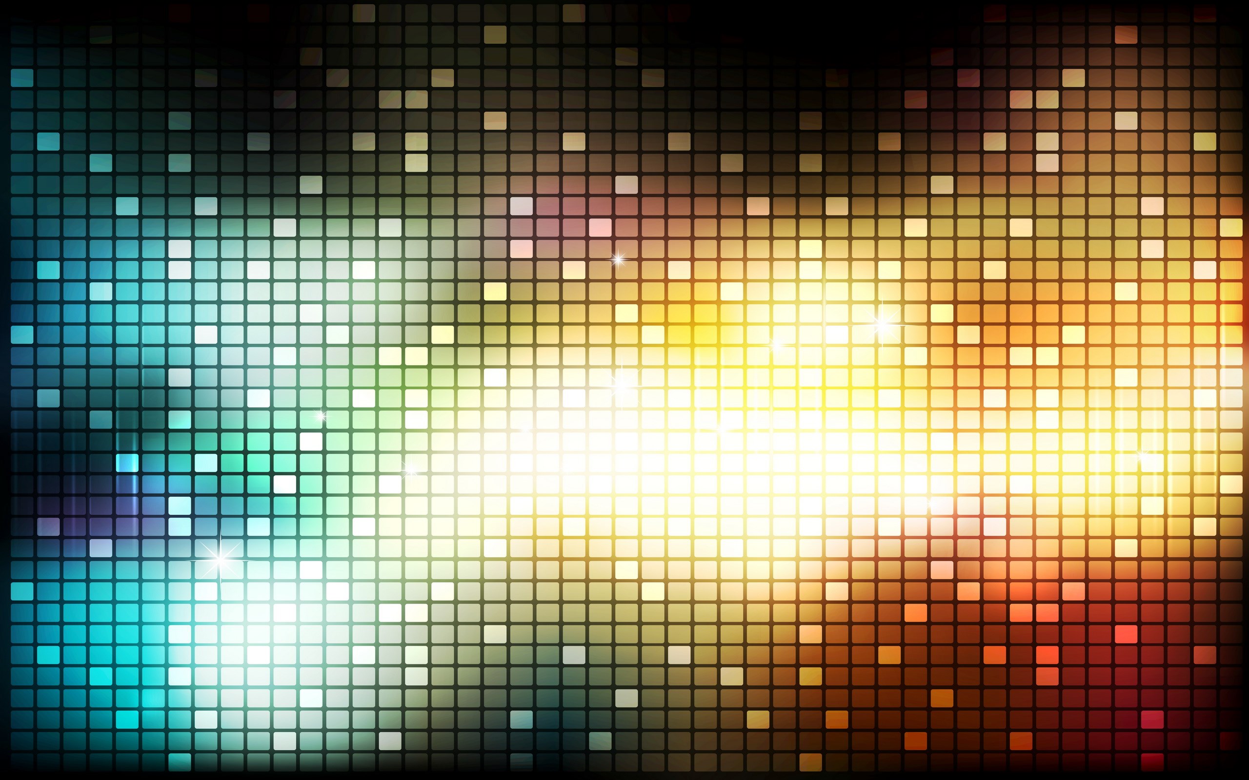 Abstract mosaic of colorful glowing squares HD Wallpaper