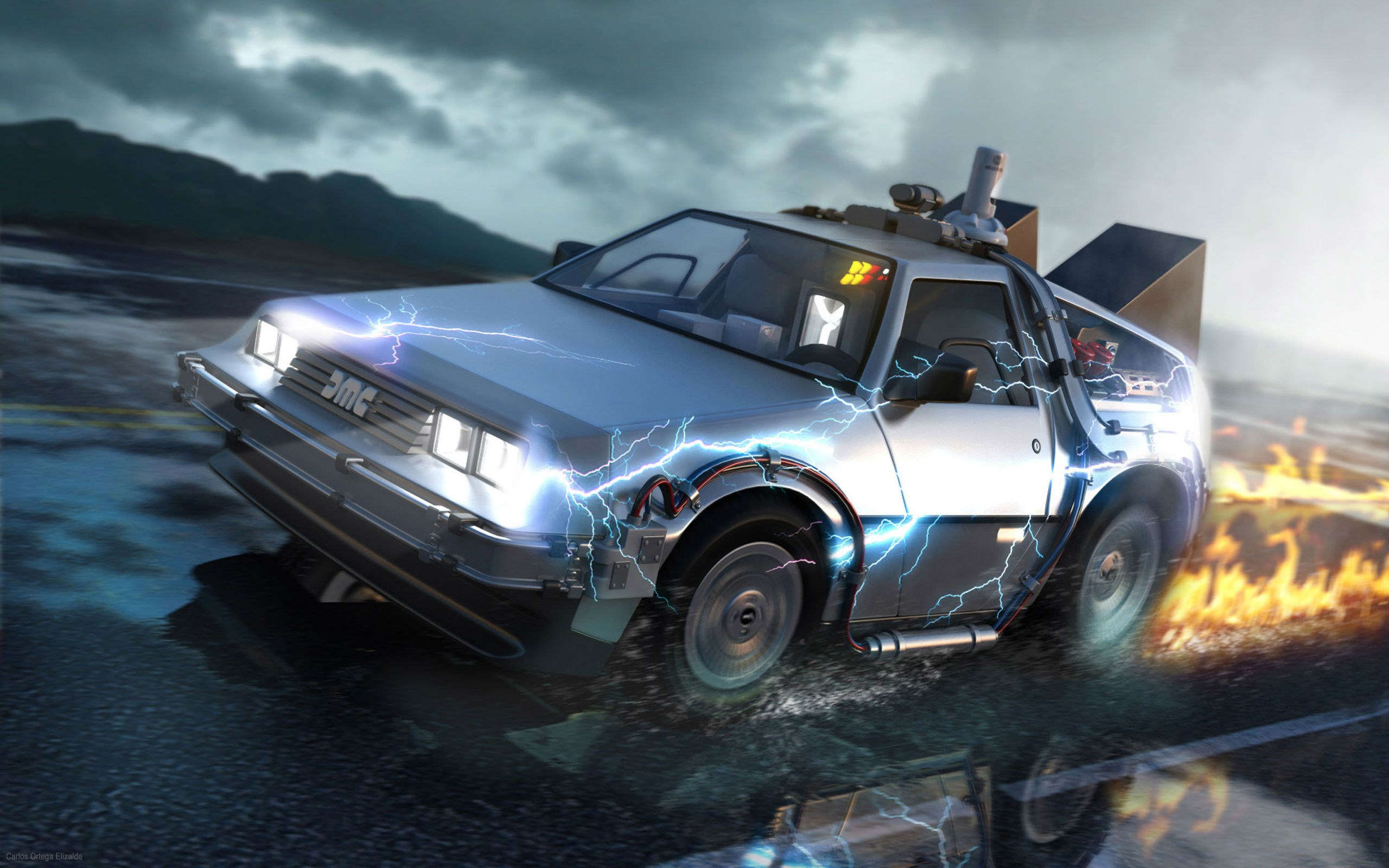 DeLorean time machine from Back to the Future HD Wallpaper