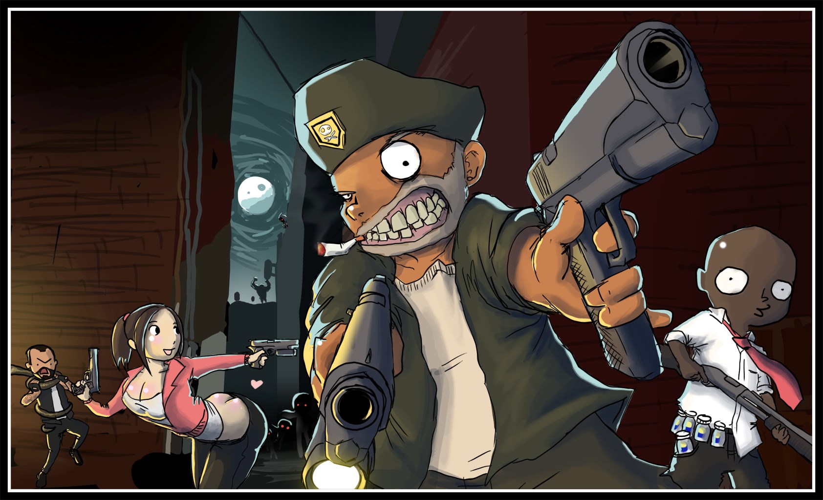 Left 4 Dead characters fighting zombies HD Wallpaper