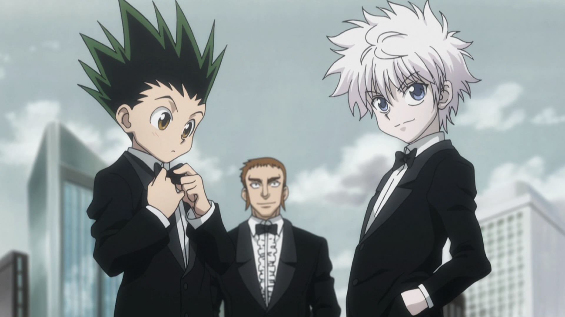 Gon and Killua from Hunter x Hunter in tuxedos HD Wallpaper