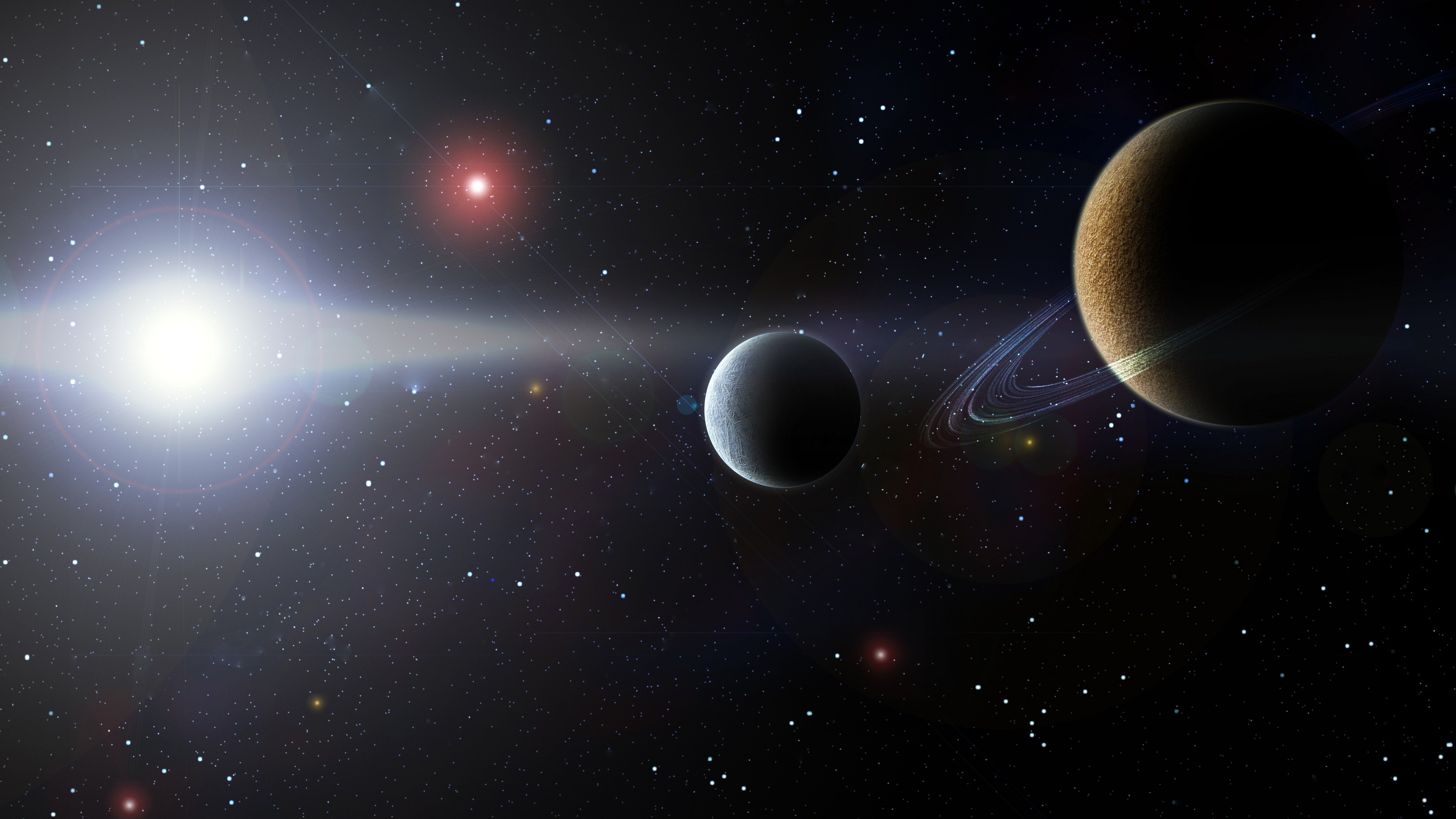 4K Space Scene with Planets and Stars HD Wallpaper