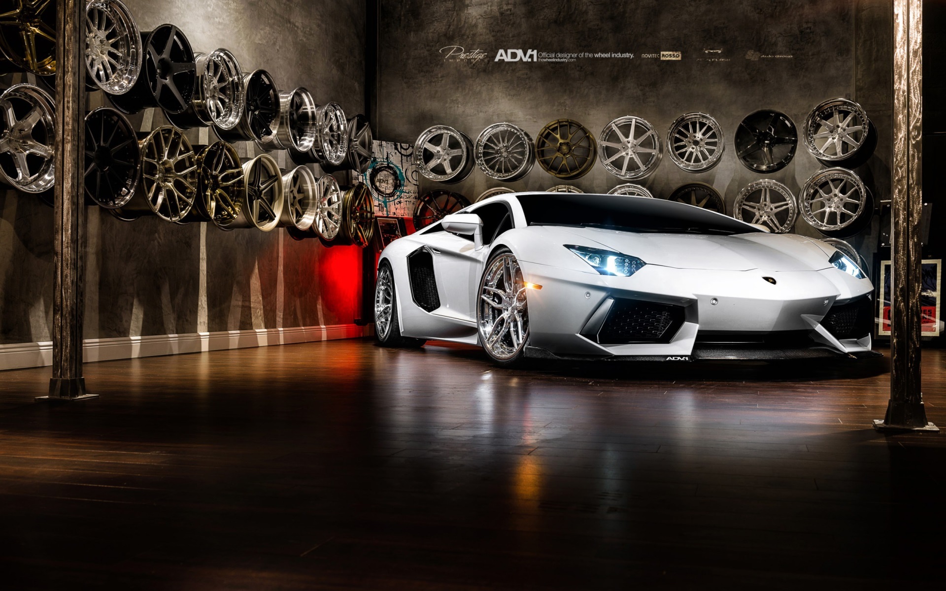 White Lamborghini Aventador with ADV.1 Wheels HD Wallpaper