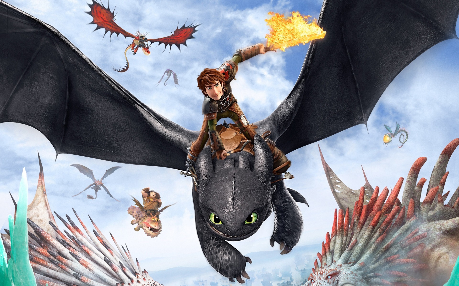 Hiccup and Toothless from How to Train Your Dragon flying HD Wallpaper