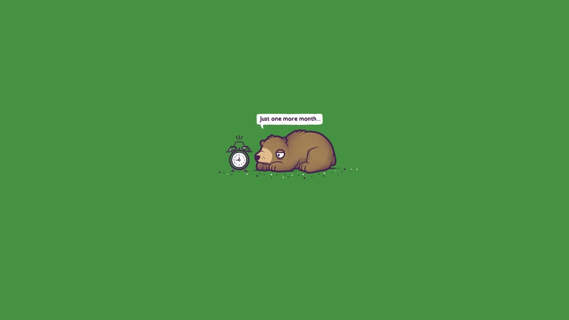Bear and alarm clock with text HD Wallpaper