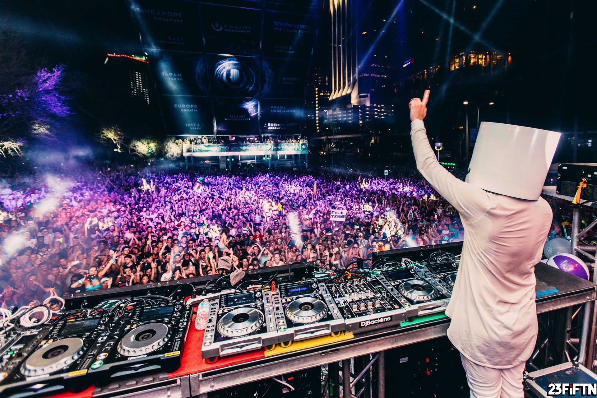Marshmello performs for a large crowd at a concert HD Wallpaper