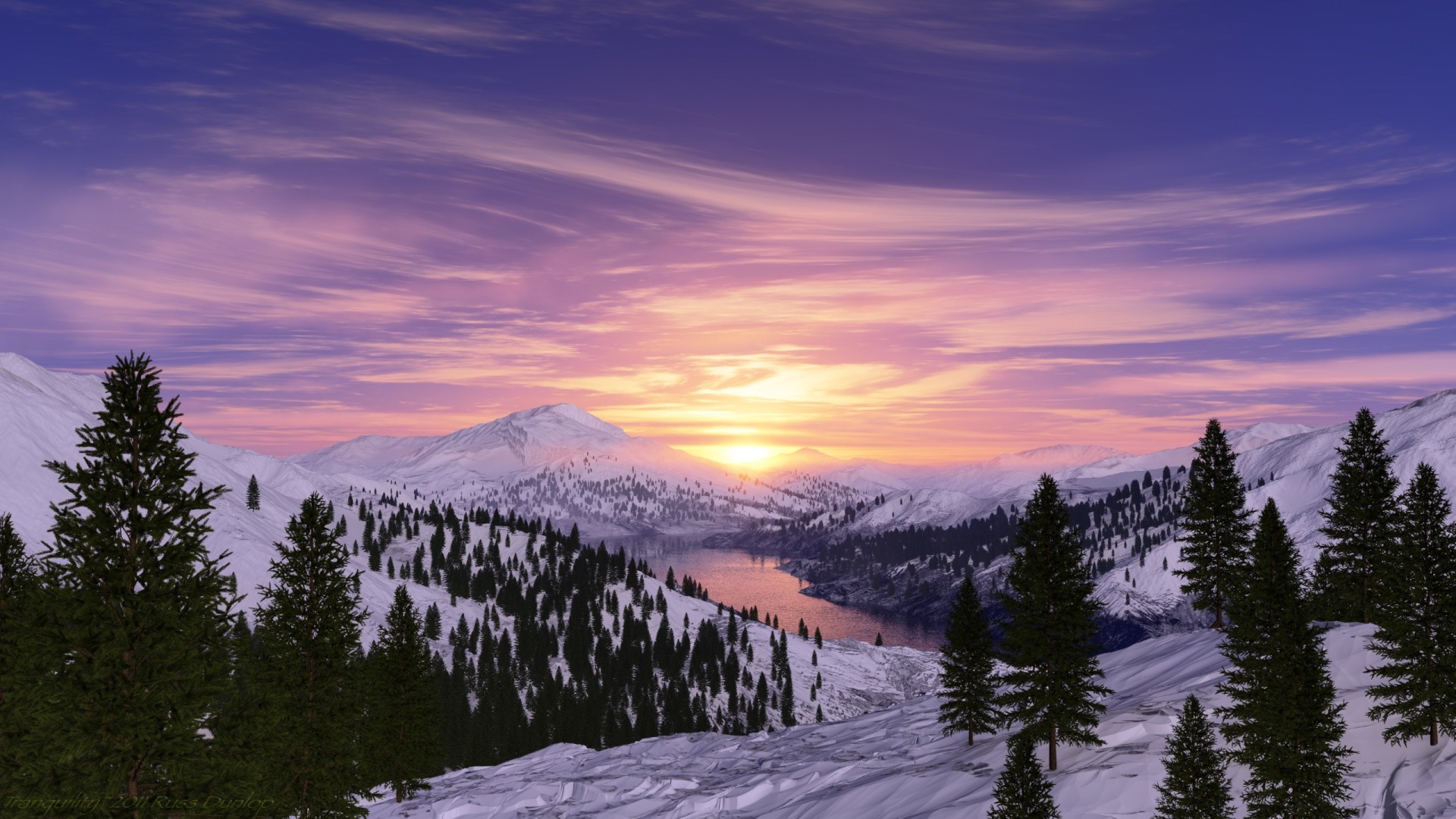 Sunrise Over Snowy Mountain Landscape HD Wallpaper