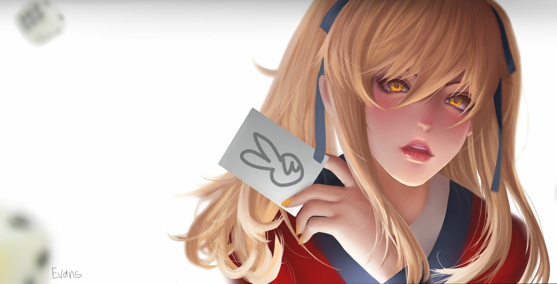 Anime girl with dice and card HD Wallpaper